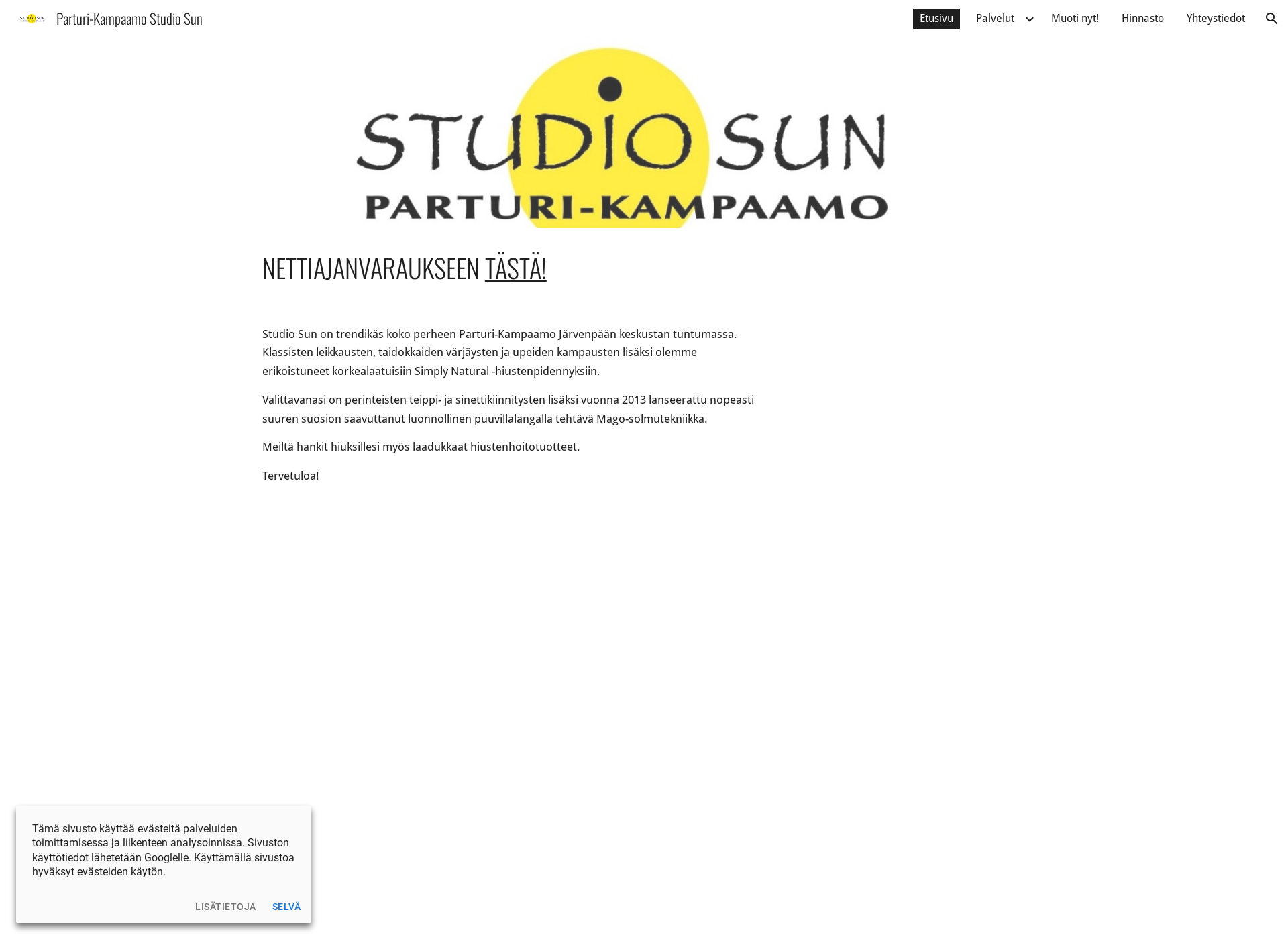 Skärmdump för studiosun.fi