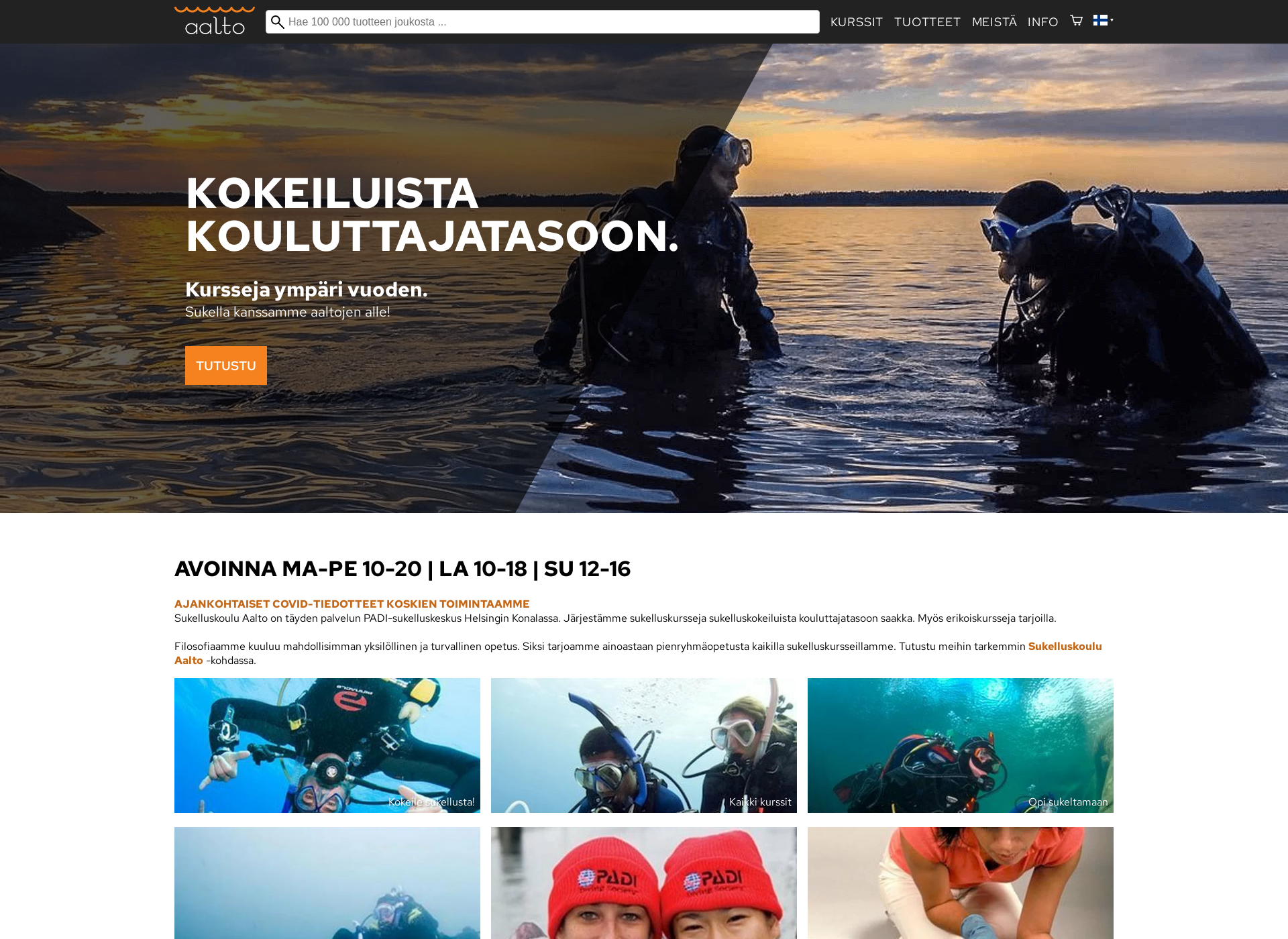 Näyttökuva sukelluskouluaalto.fi