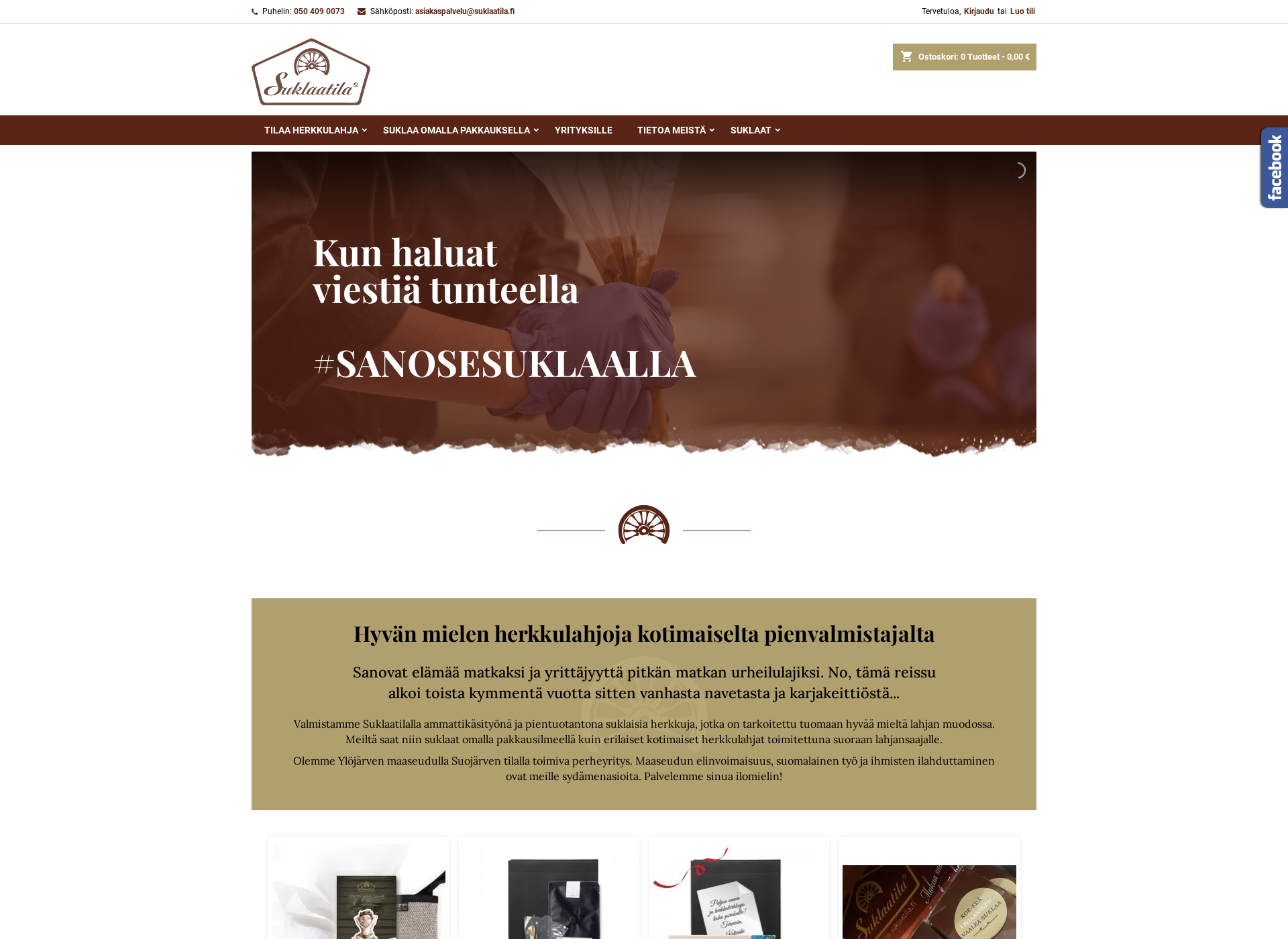 Skärmdump för suklaatila.fi