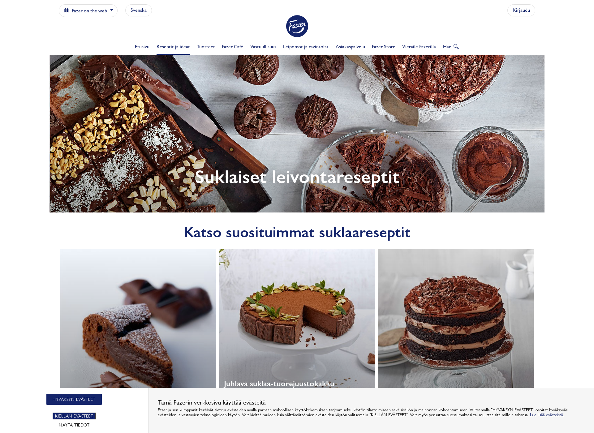 Skärmdump för suklainenkeittio.fi