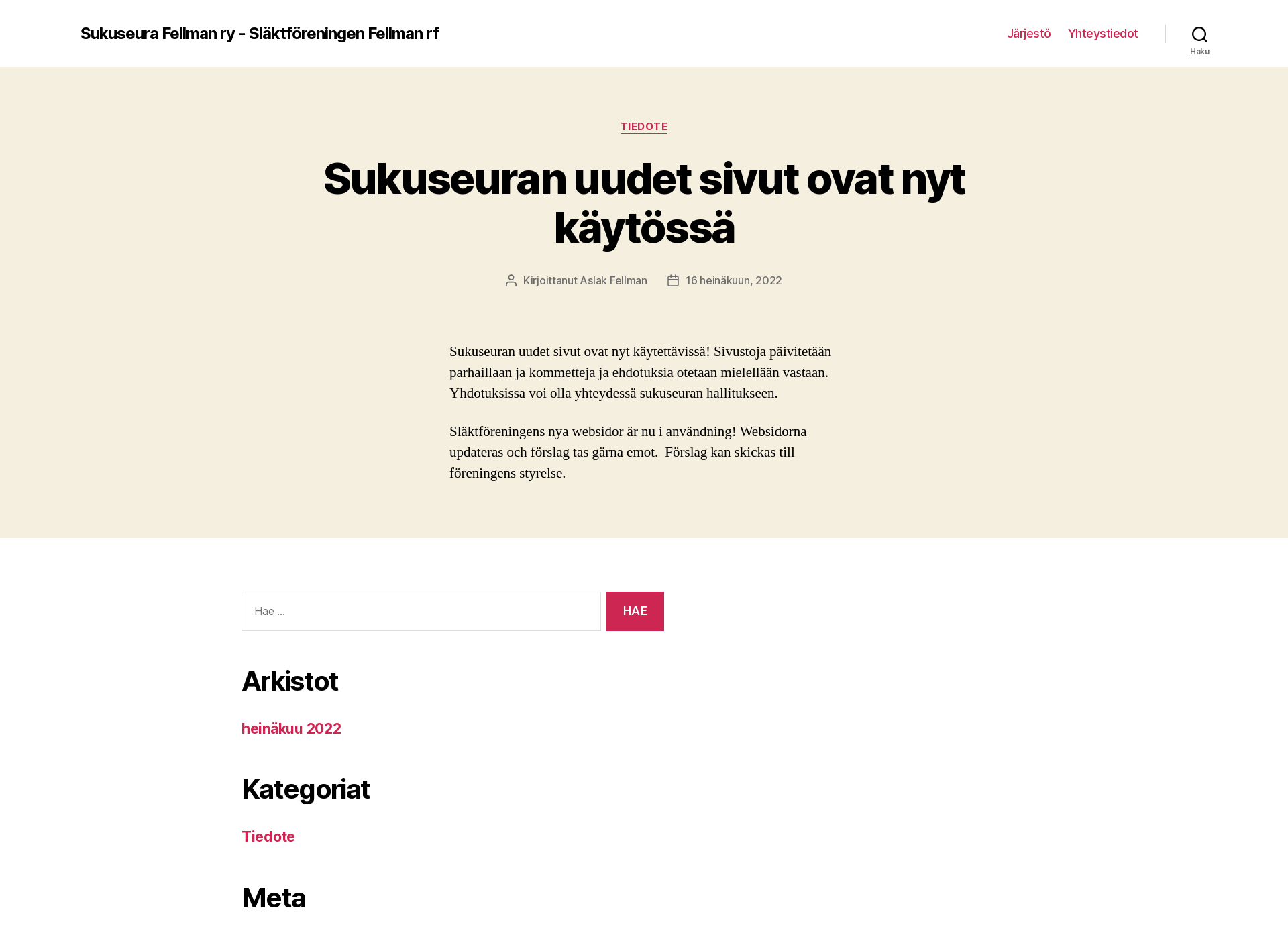 Screenshot for sukuseurafellman.fi