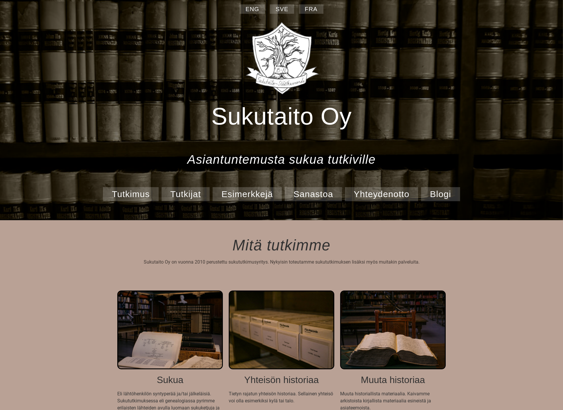 Skärmdump för sukutaito.fi