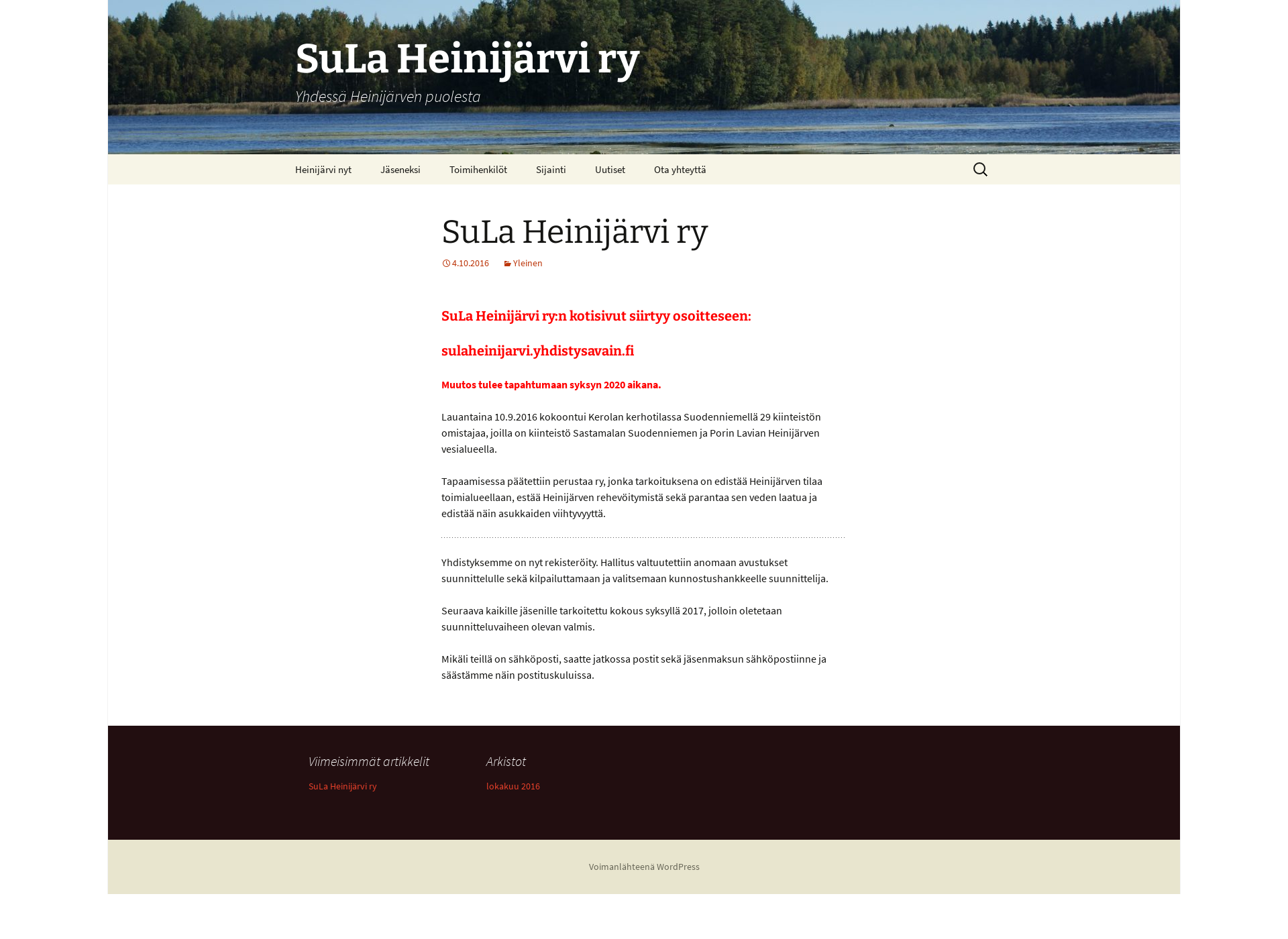 Näyttökuva sula-heinijärvi.fi