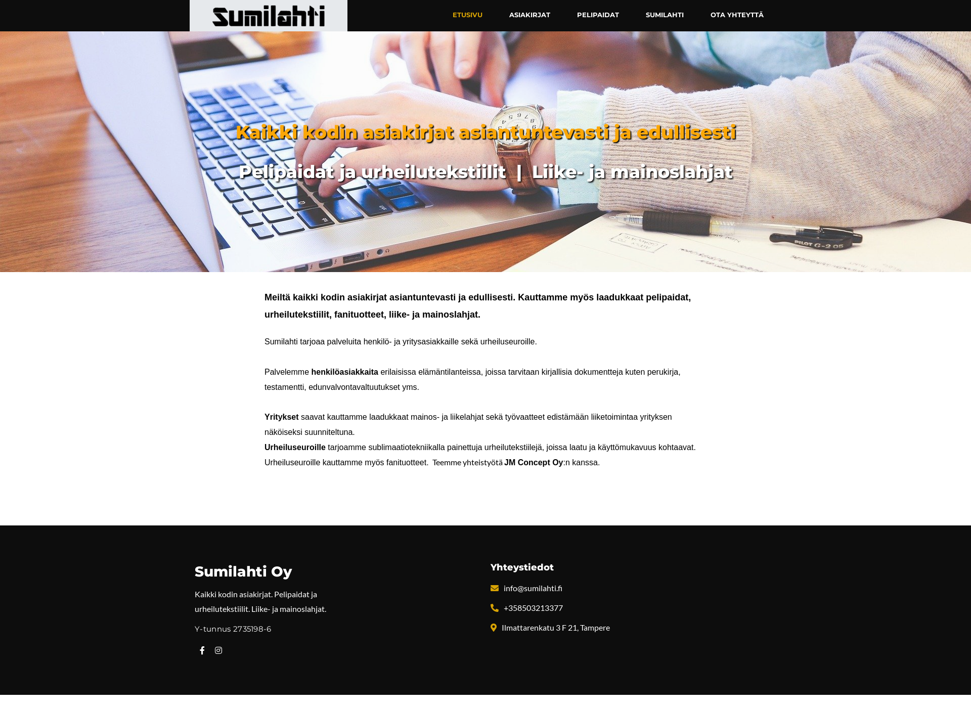 Skärmdump för sumilahti.fi