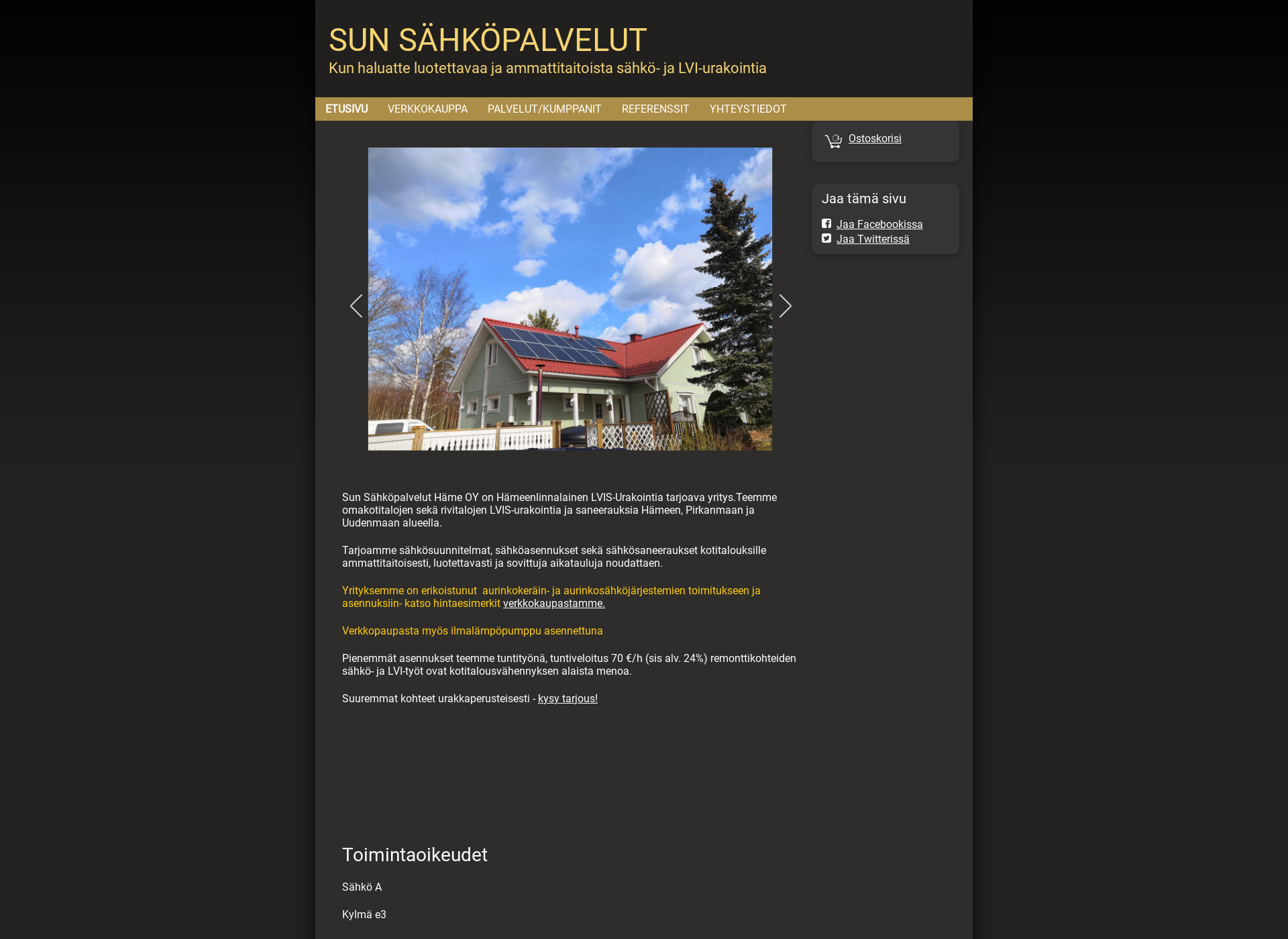 Skärmdump för sunsahko.fi