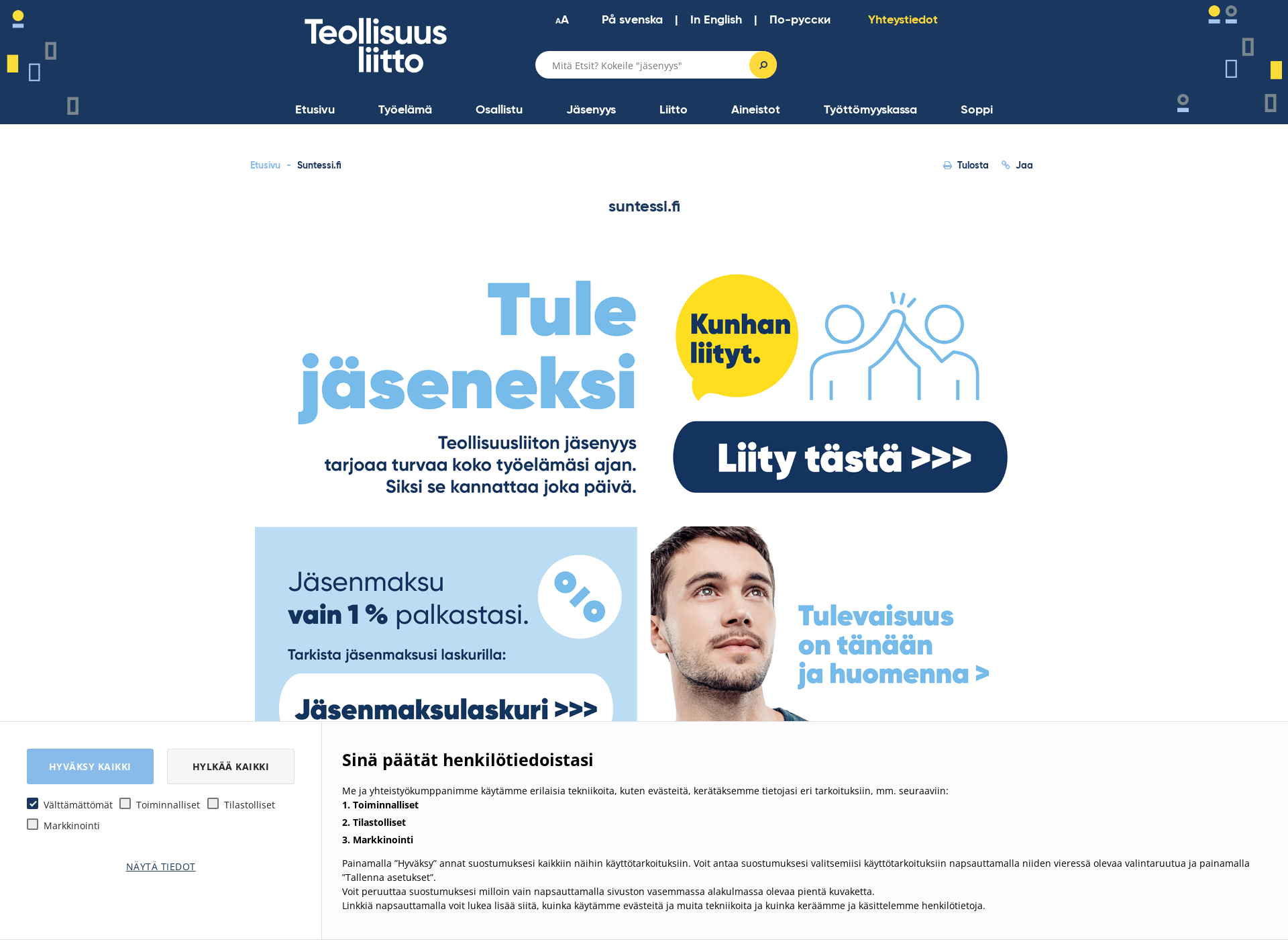 Screenshot for suntessi.fi