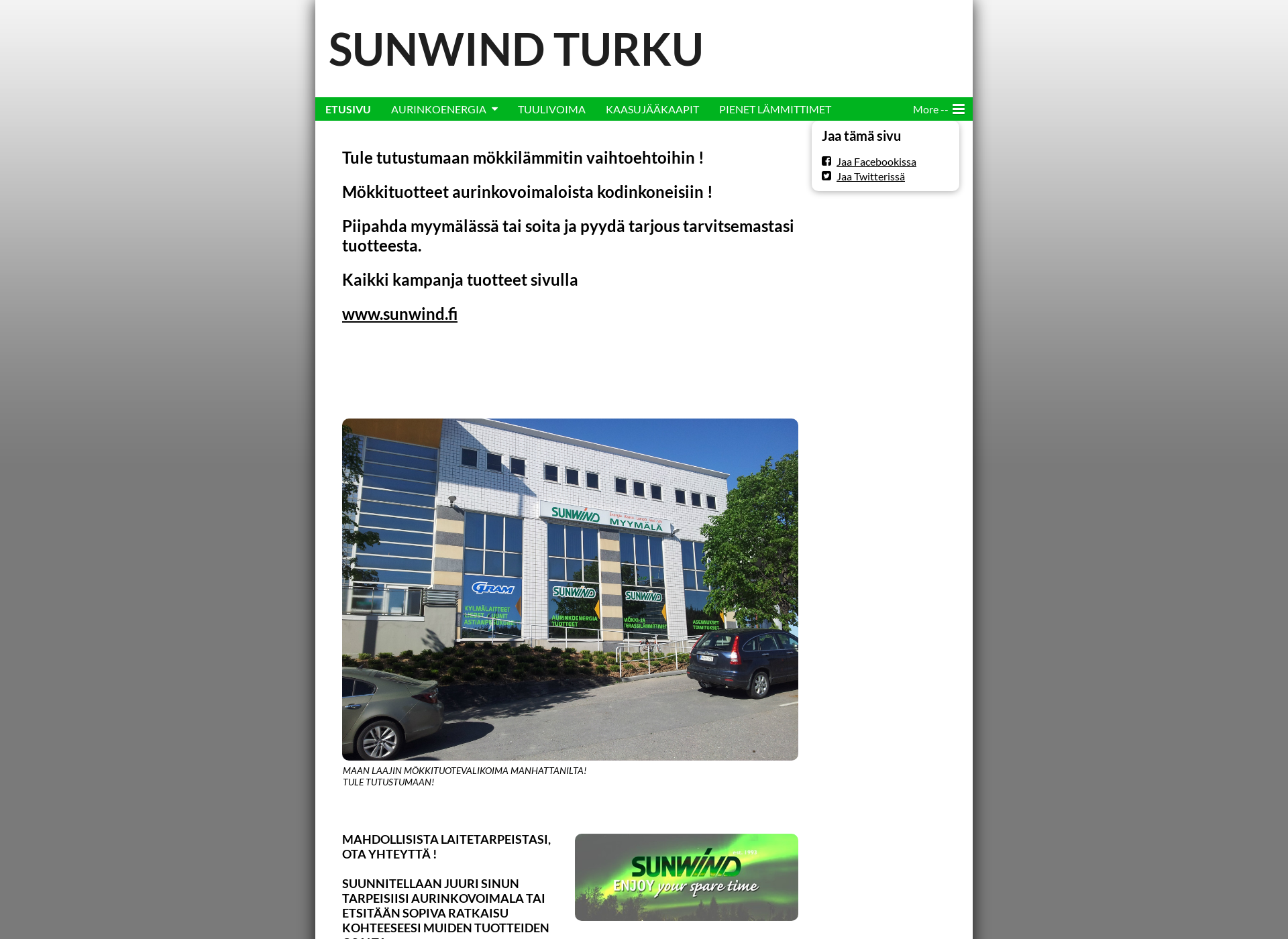 Skärmdump för sunwindturku.fi