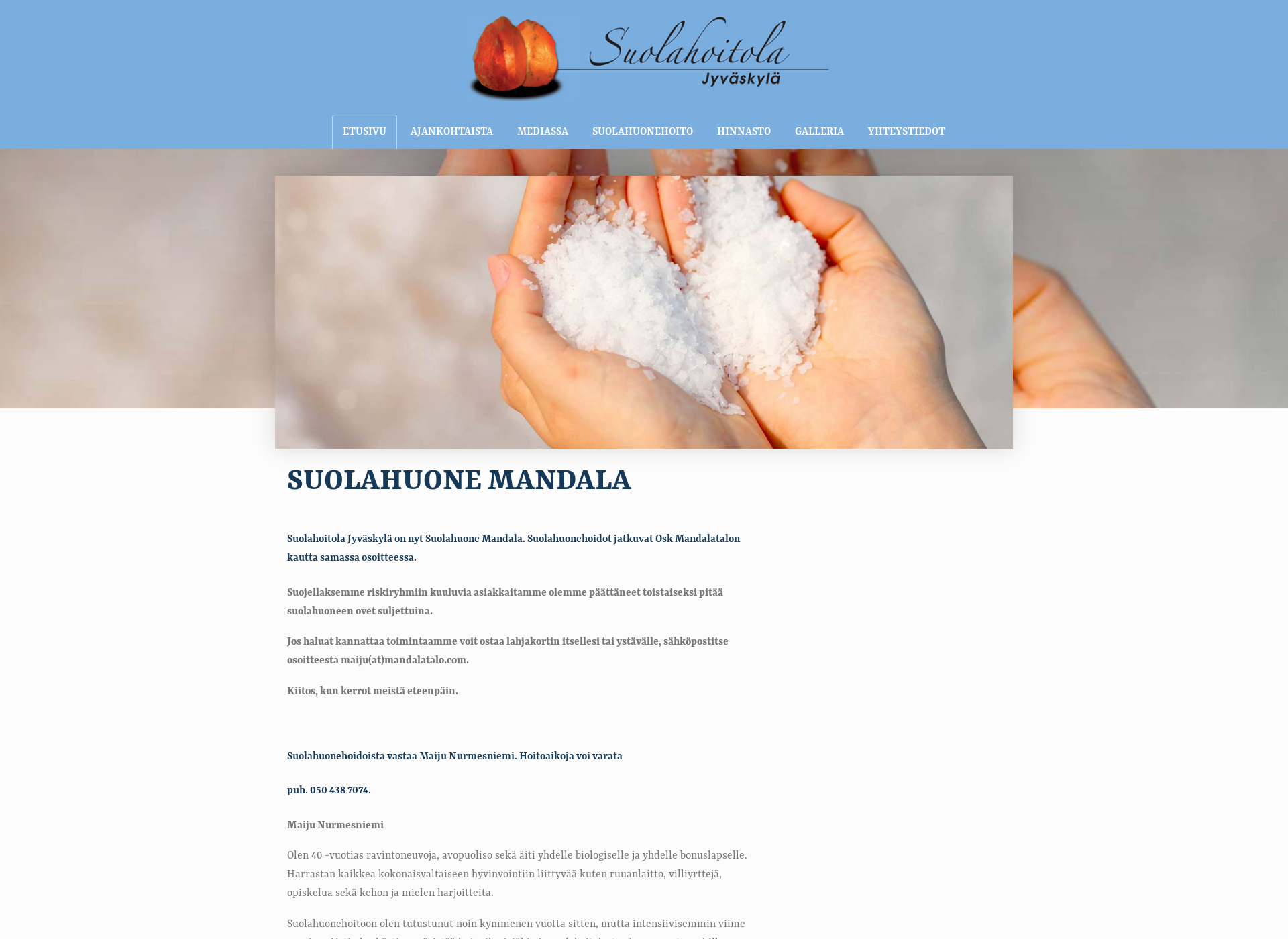 Skärmdump för suolahoitola.fi