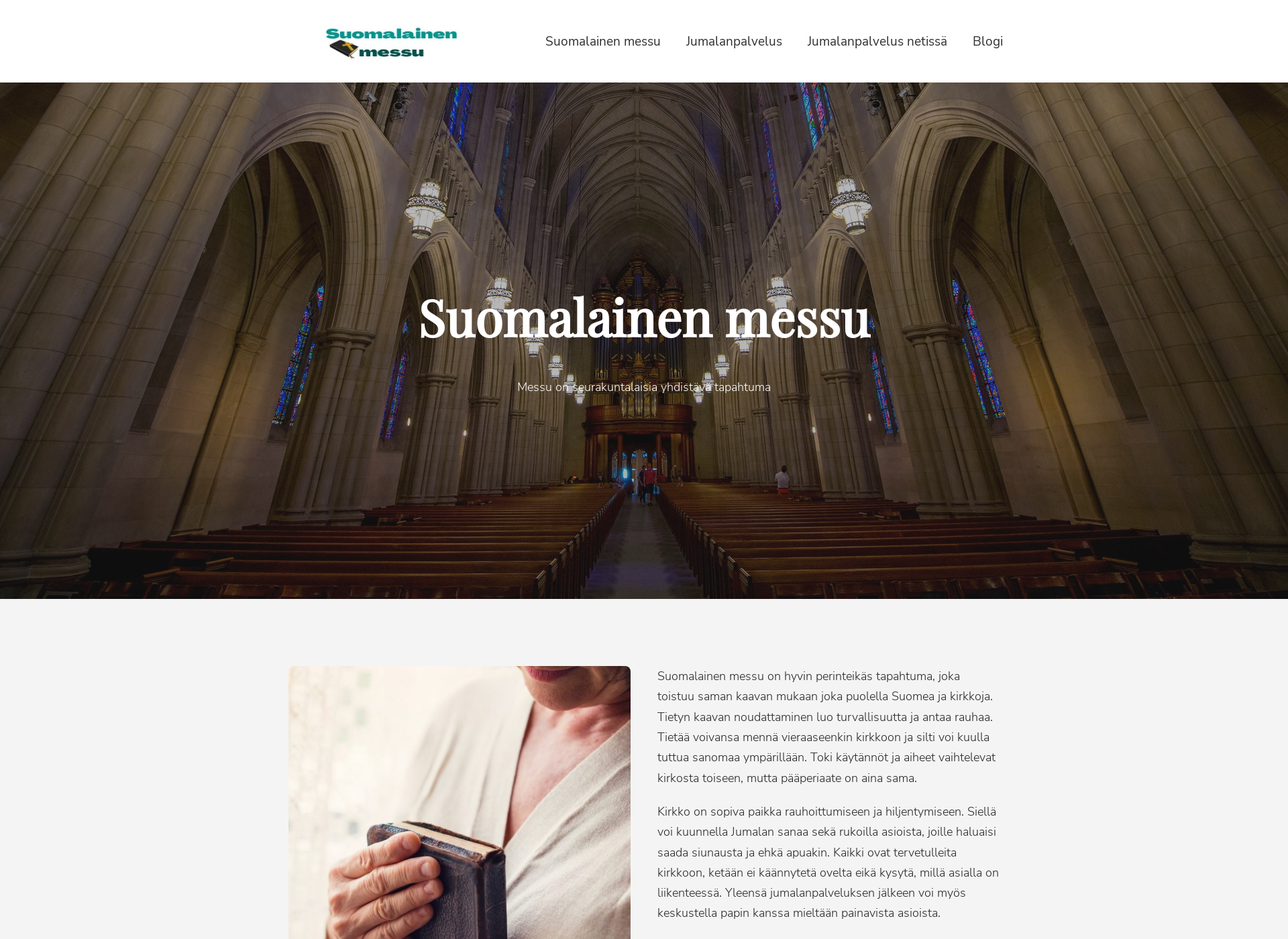 Skärmdump för suomalainenmessu.fi
