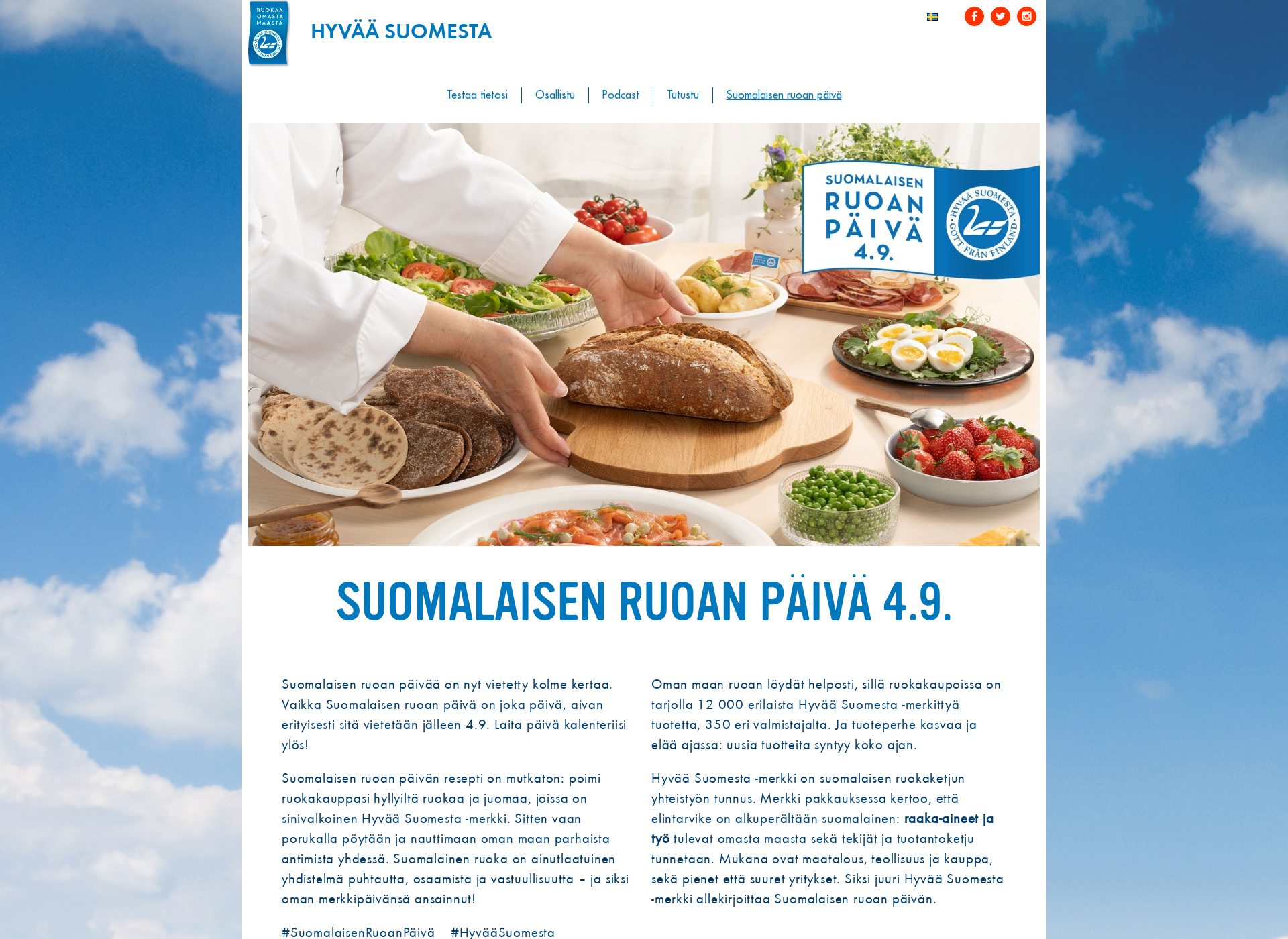 Skärmdump för suomalaisenruoanpaiva.fi