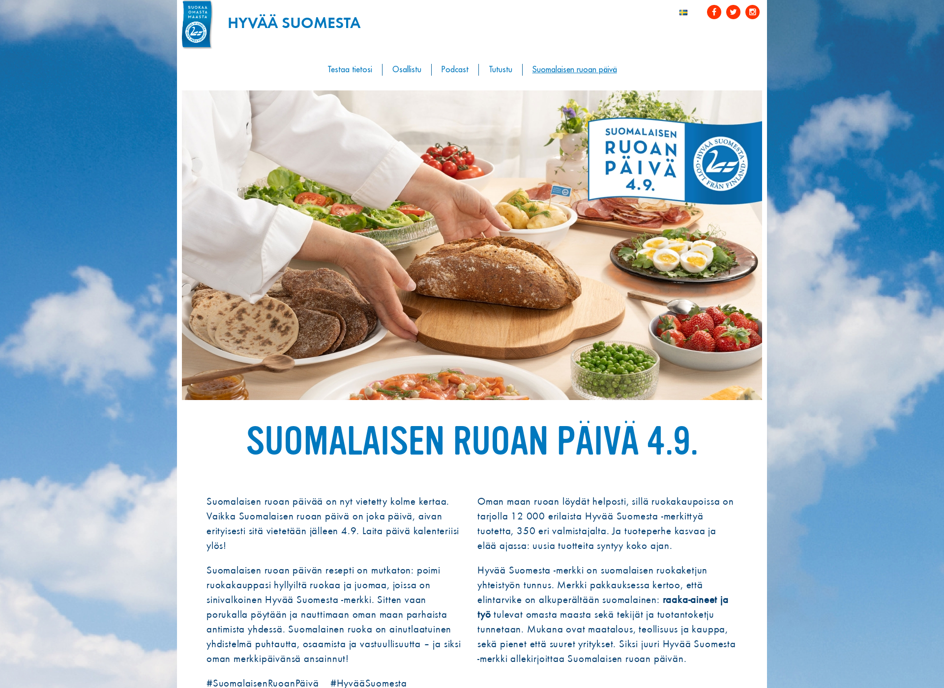 Skärmdump för suomalaisenruoanpäivä.fi