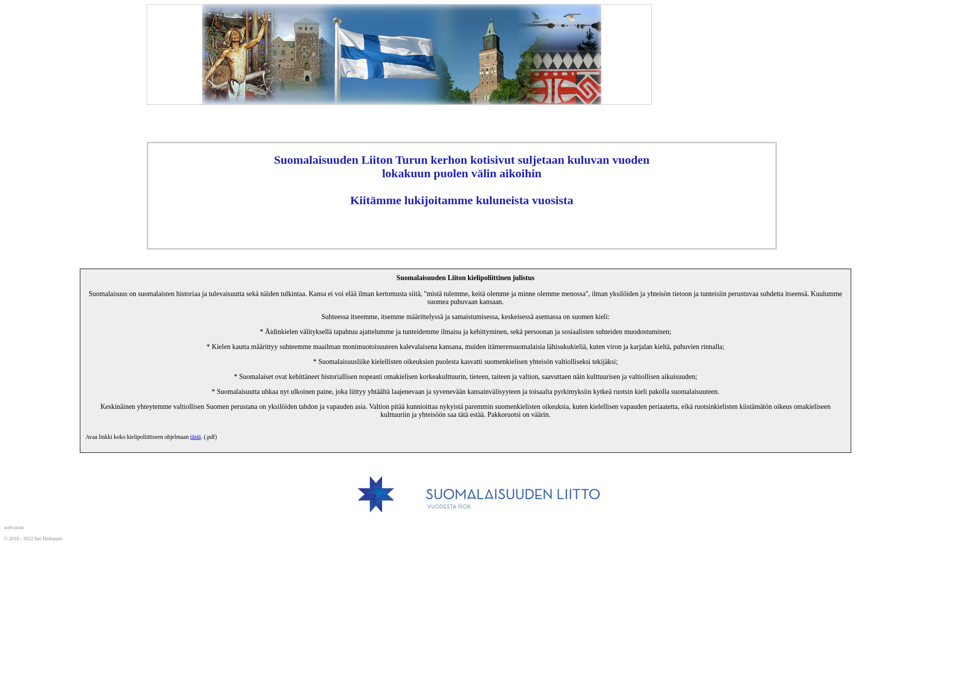 Screenshot for suomalaisuudenliitto-turunkerho.fi