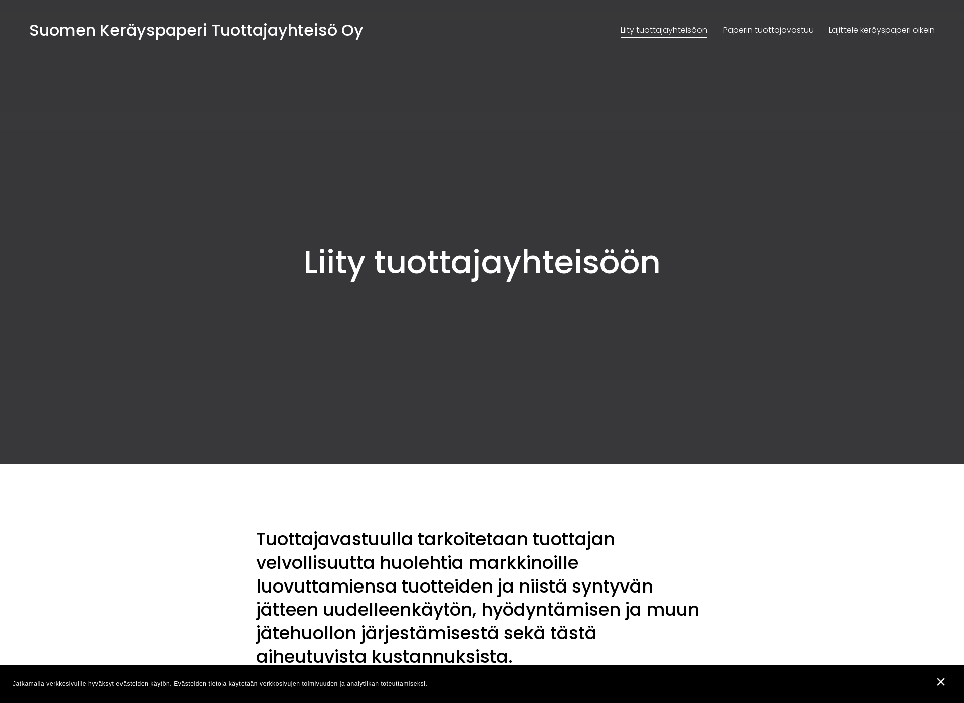Skärmdump för suomenkerayspaperituottajayhteiso.fi