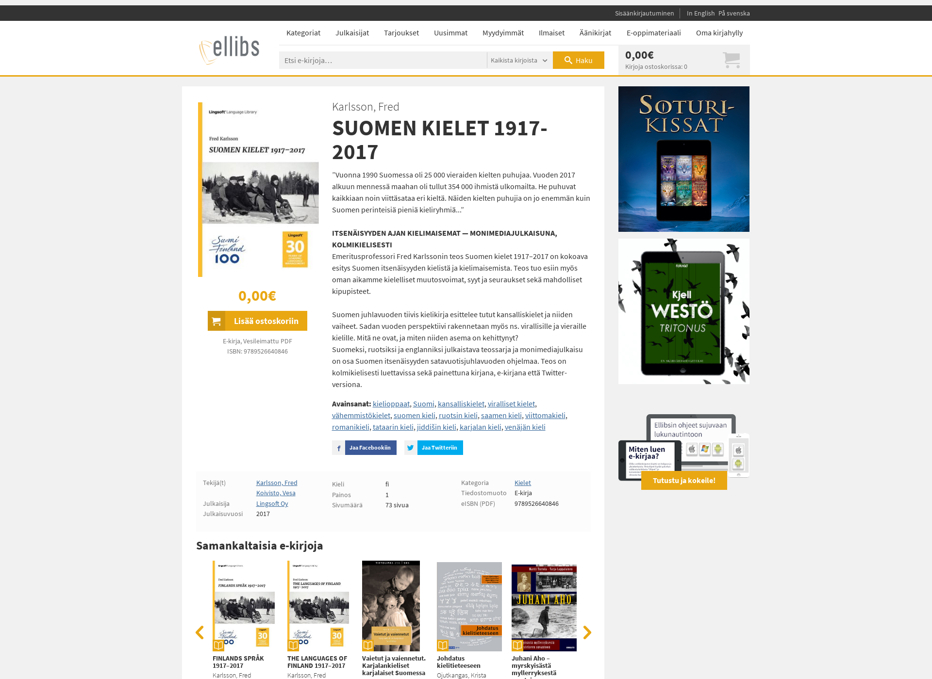 Screenshot for suomenkielet100.fi