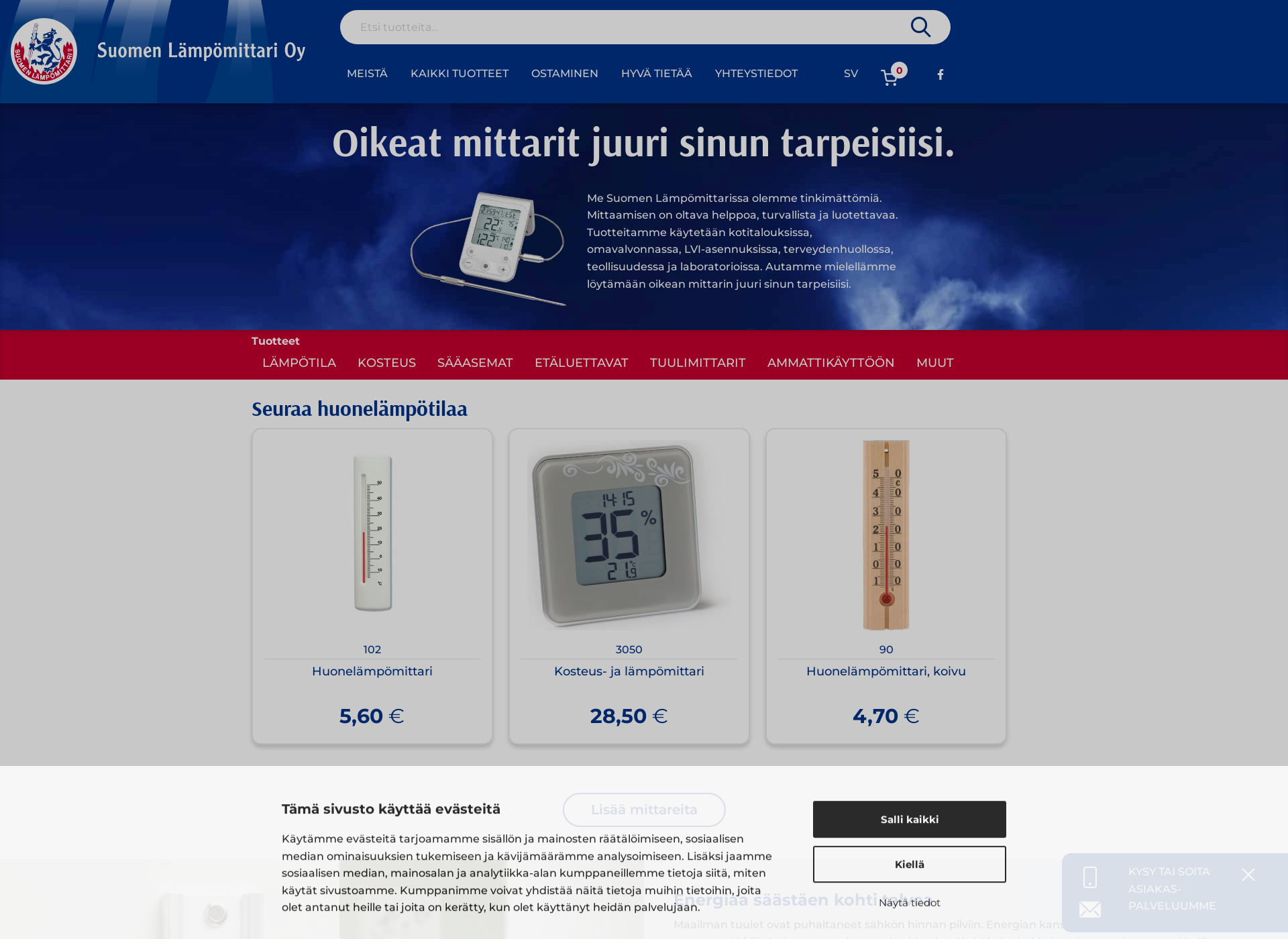 Screenshot for suomenlampomittari.fi