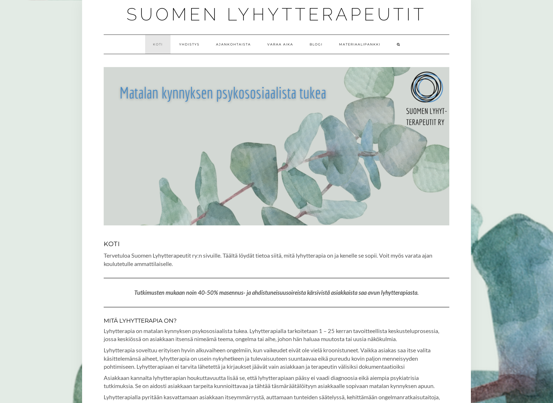 Screenshot for suomenlyhytterapeutit.fi