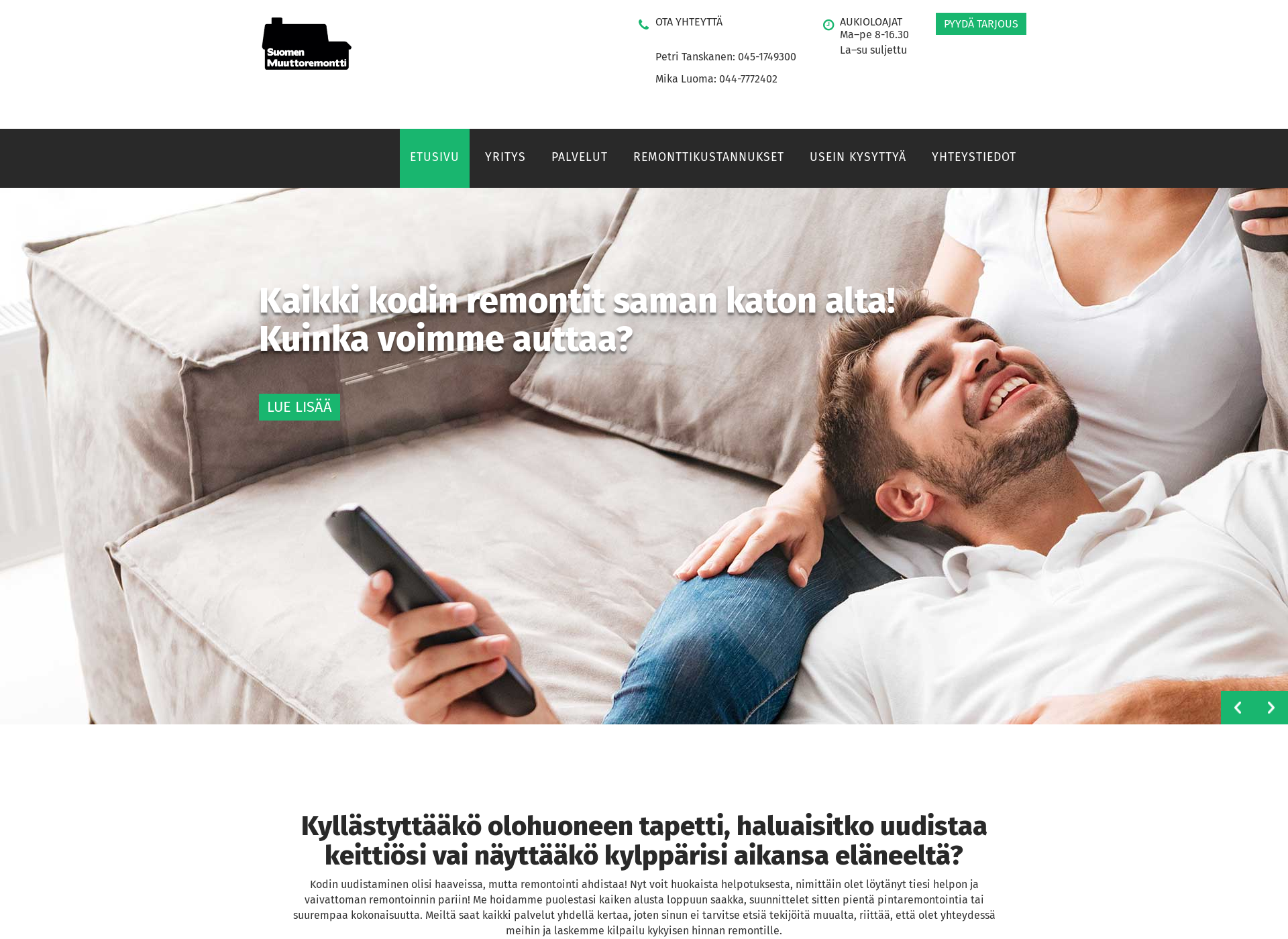 Skärmdump för suomenmuuttoremontti.fi