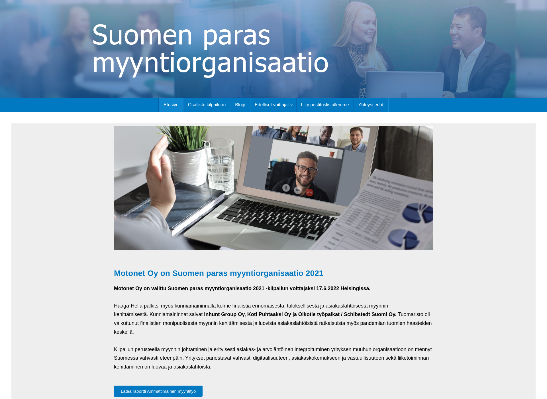 Skärmdump för suomenparasmyyntiorganisaatio.fi