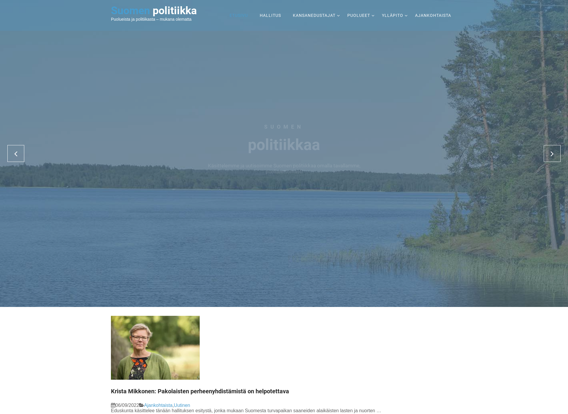 Skärmdump för suomenpolitiikka.fi