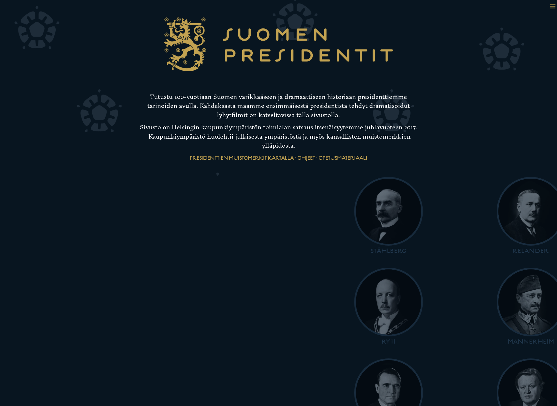 Skärmdump för suomenpresidentit.fi