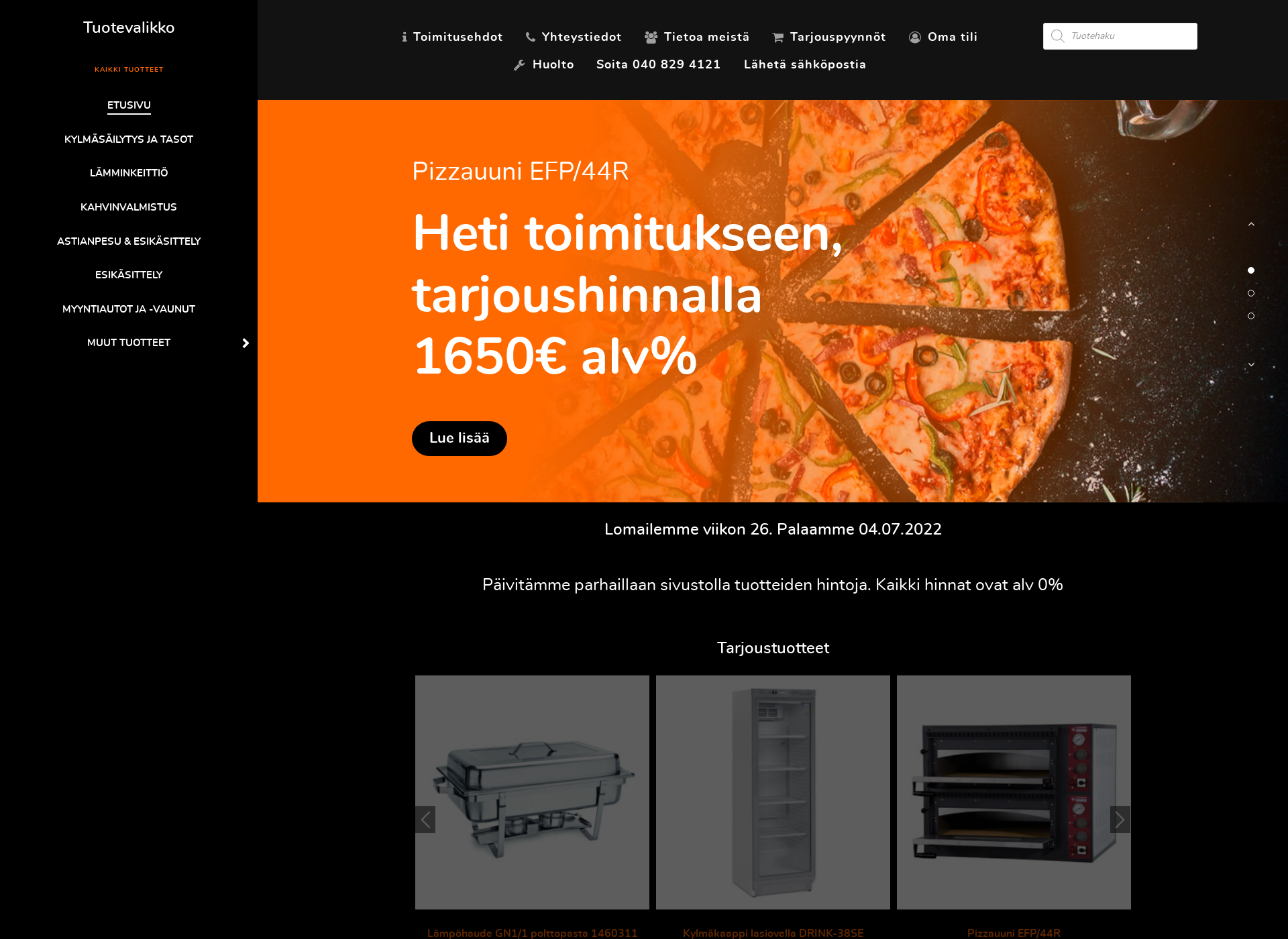 Skärmdump för suomenravintolalaite.fi