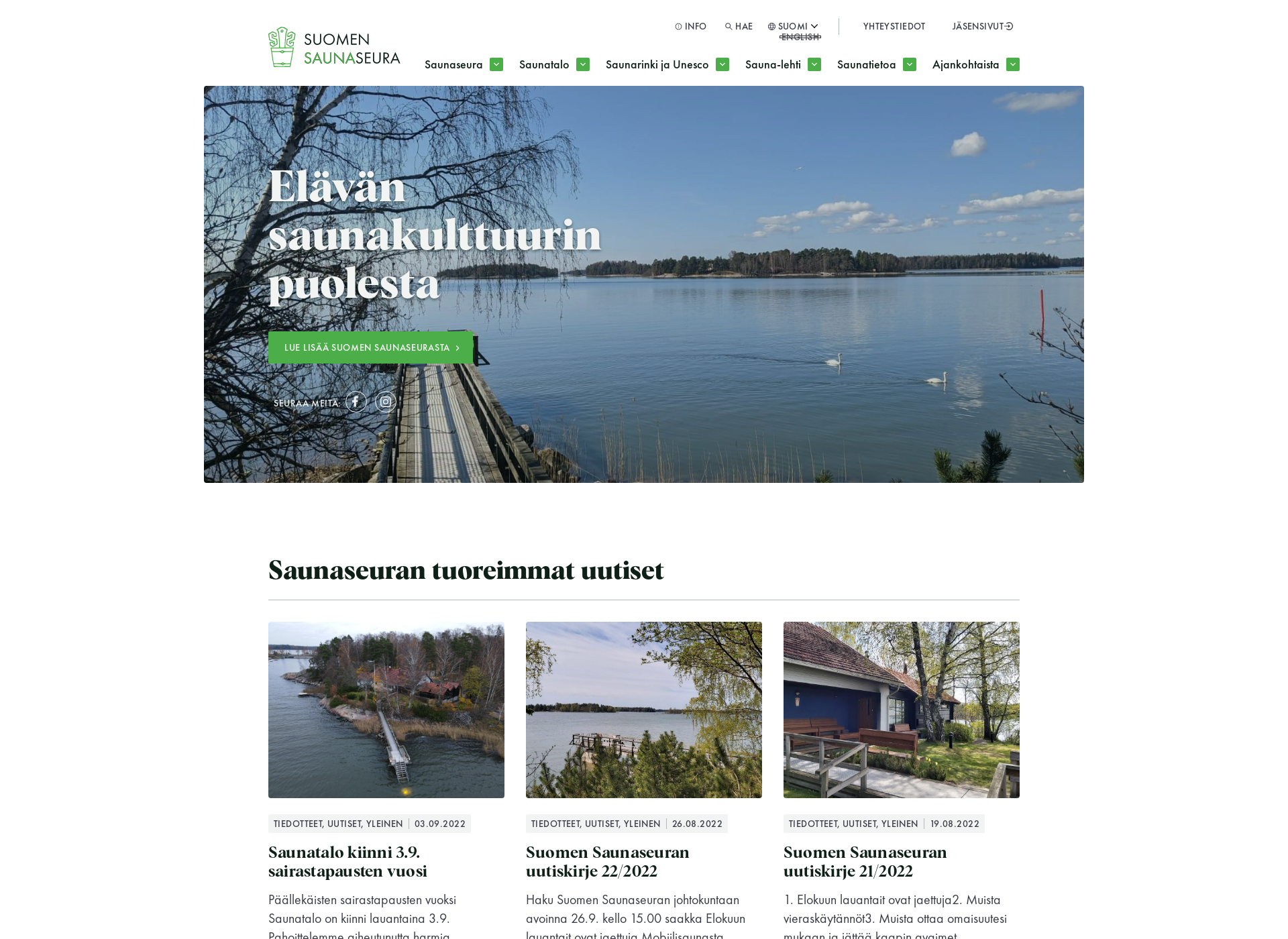Screenshot for suomensaunaseura.fi
