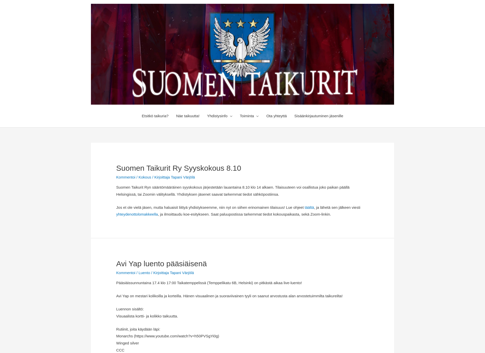 Skärmdump för suomentaikurit.fi