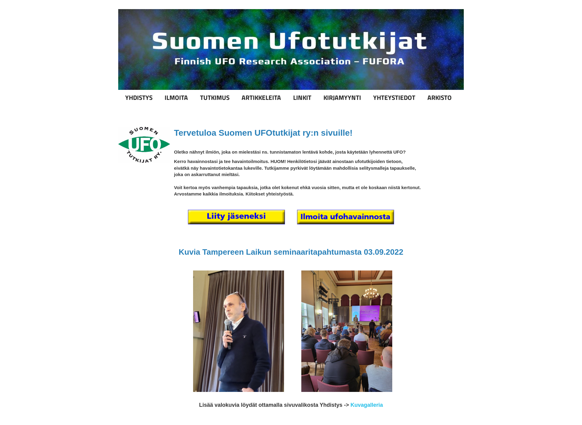Screenshot for suomenufotutkijat.fi