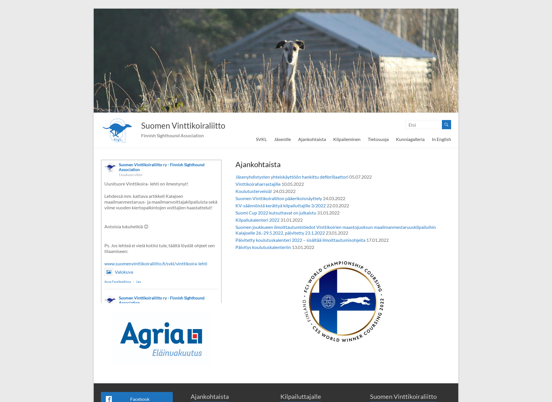 Screenshot for suomenvinttikoiraliitto.fi