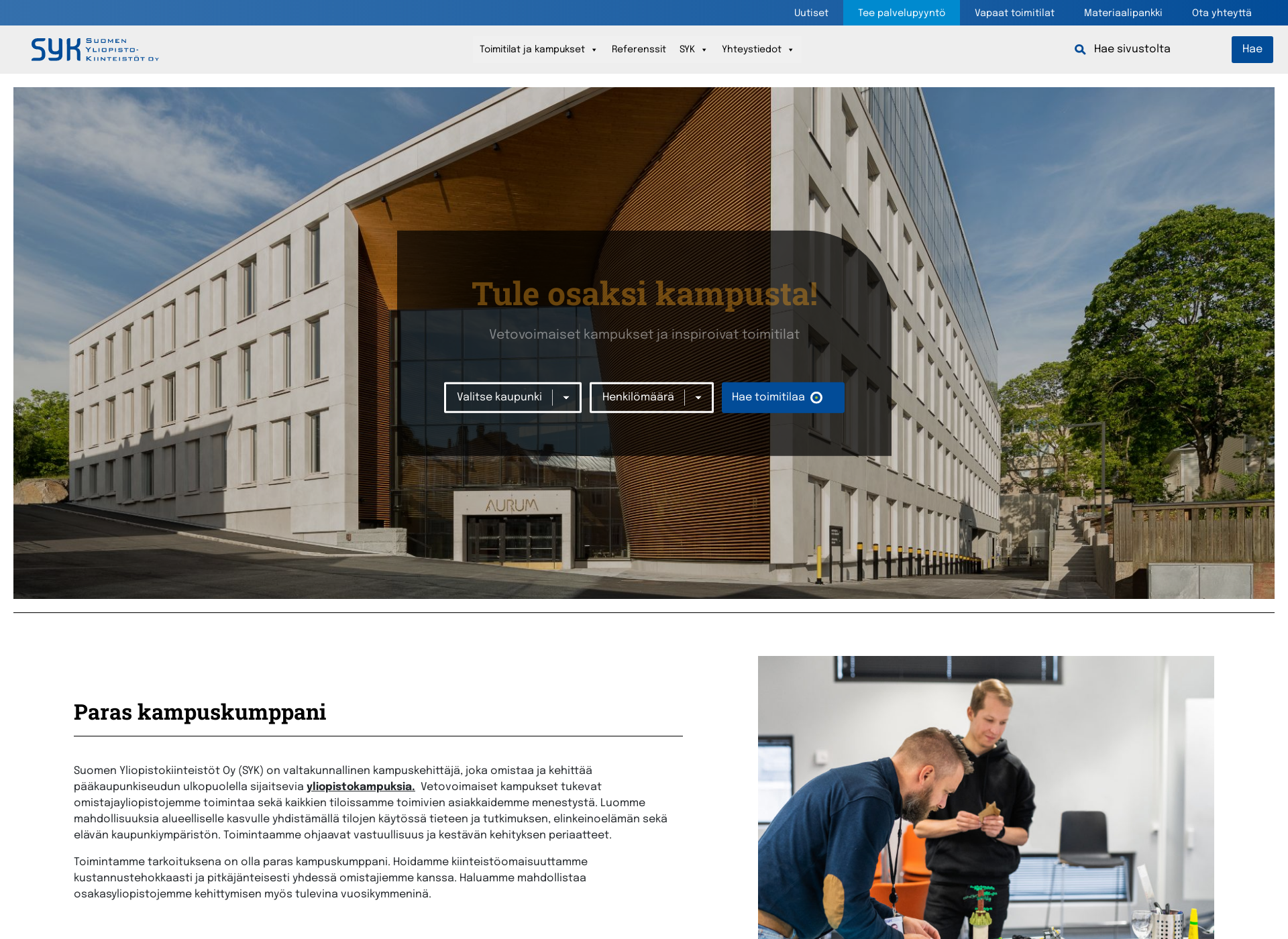 Screenshot for suomenyliopistokiinteistot.fi
