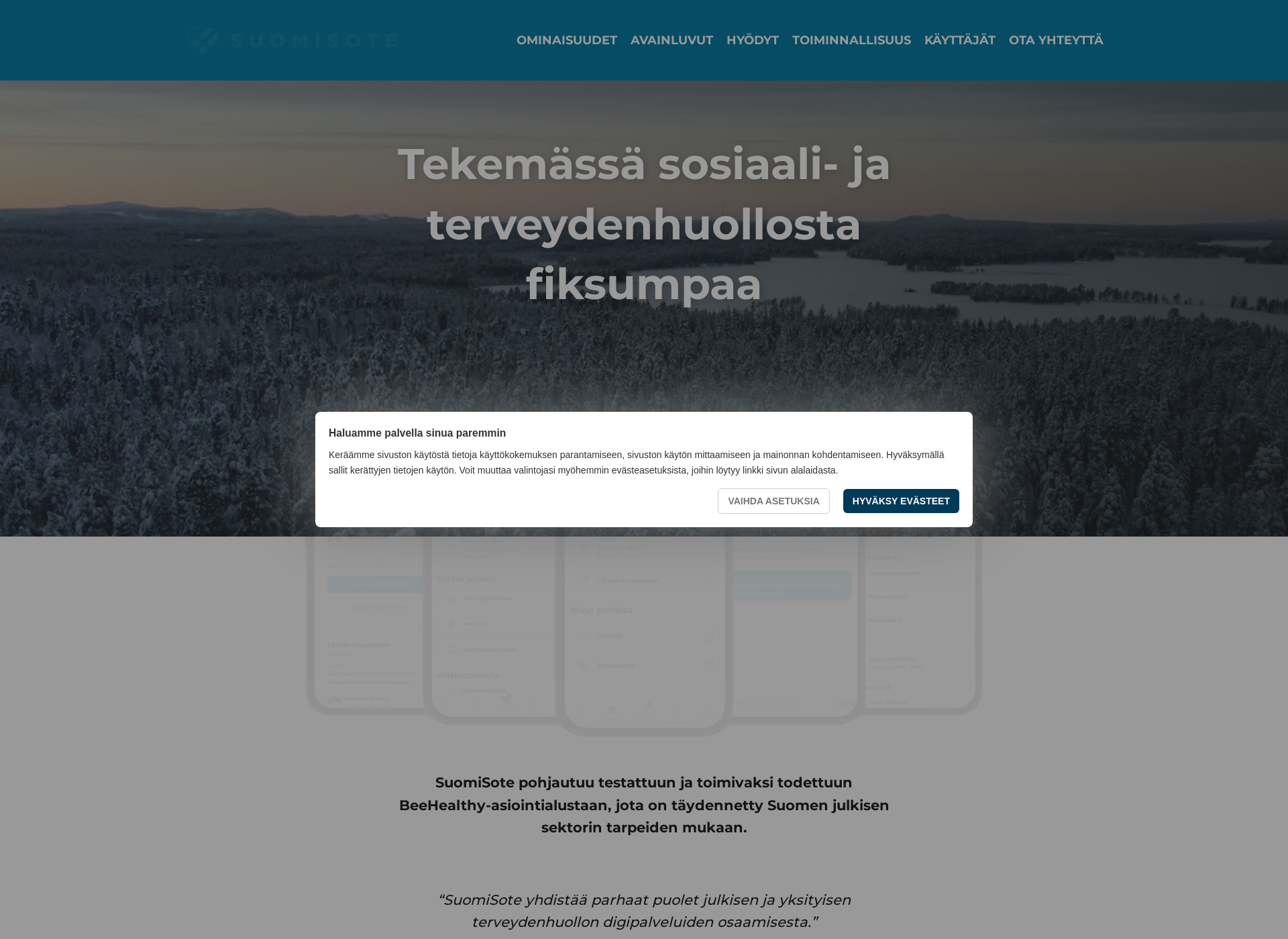 Skärmdump för suomisote.fi