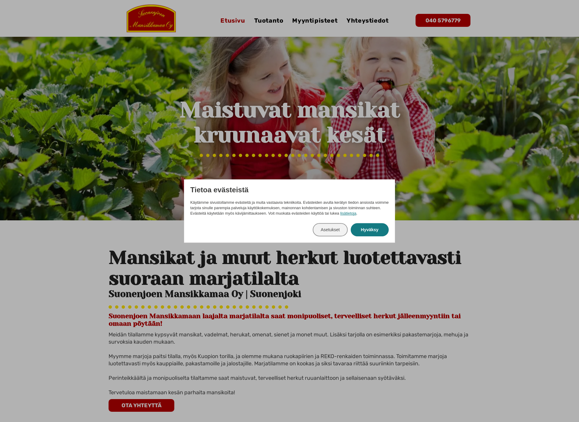Skärmdump för suonenjoenmansikkamaa.fi