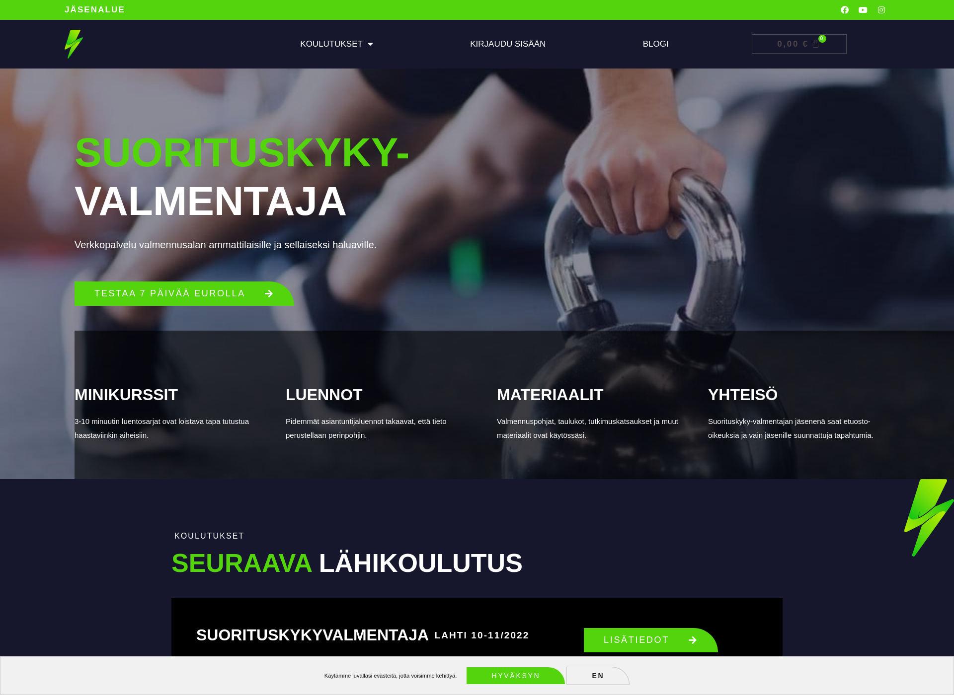 Screenshot for suorituskykyvalmentaja.fi