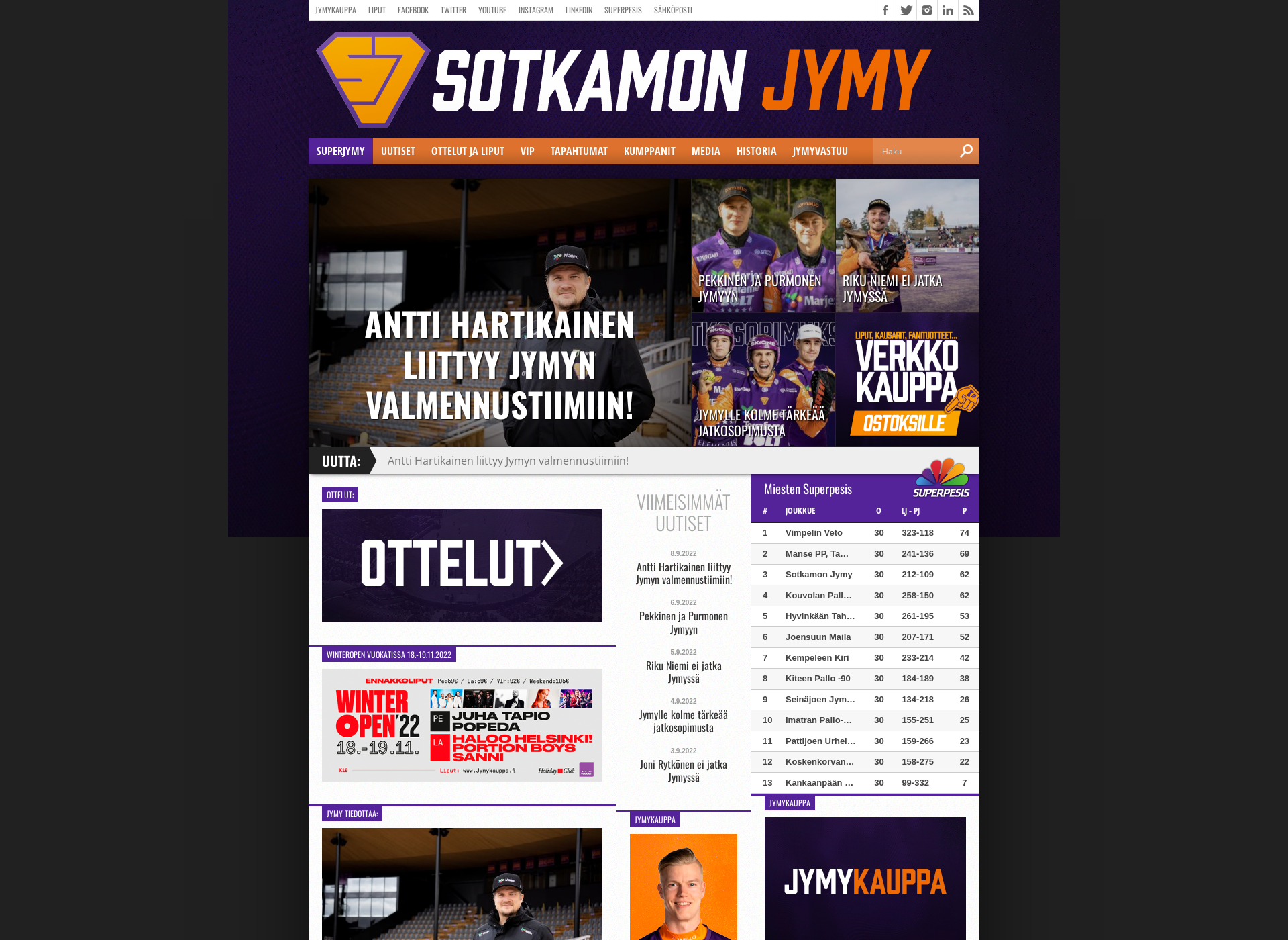 Skärmdump för superjymy.fi
