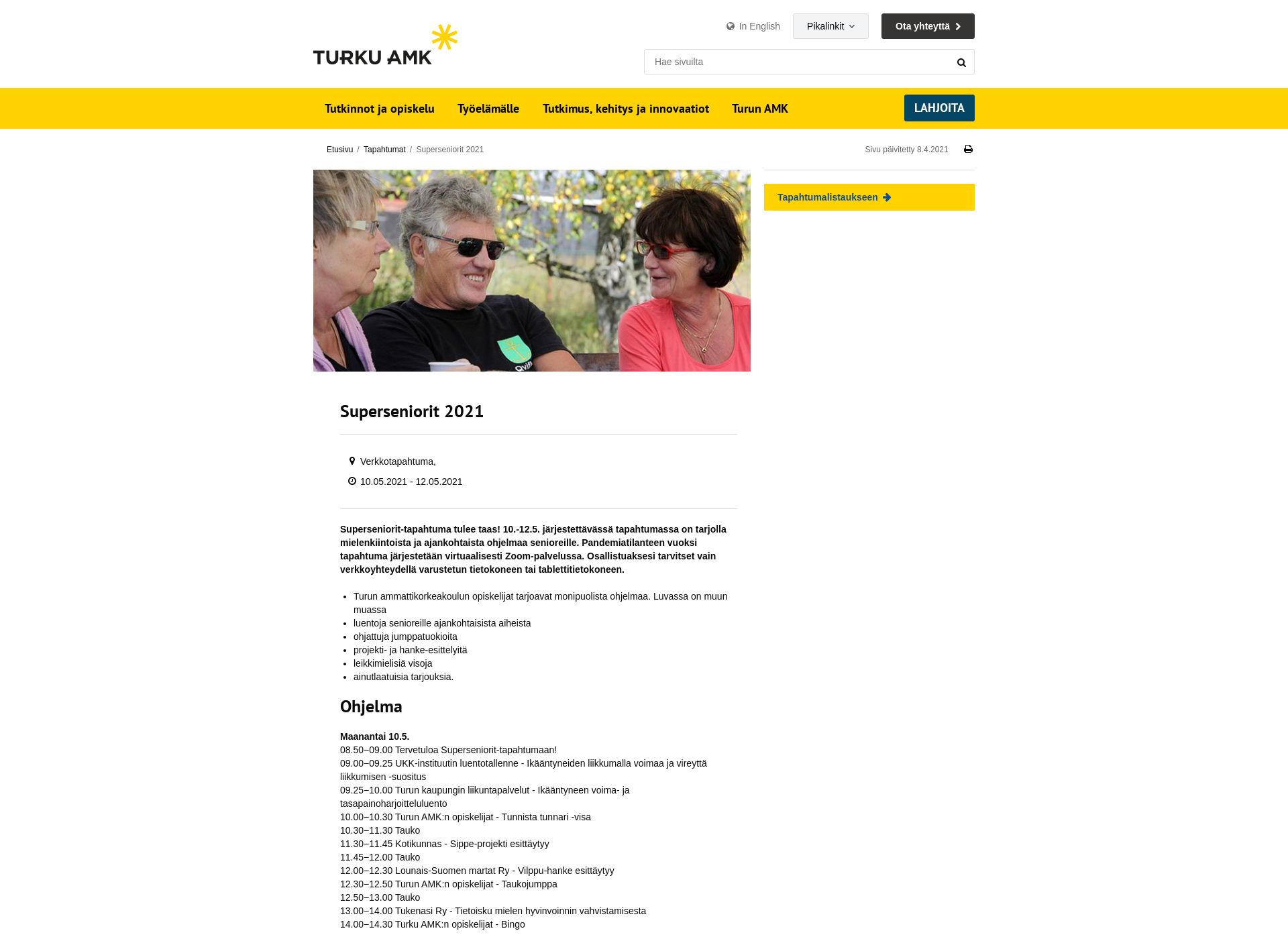 Skärmdump för superseniorit.fi