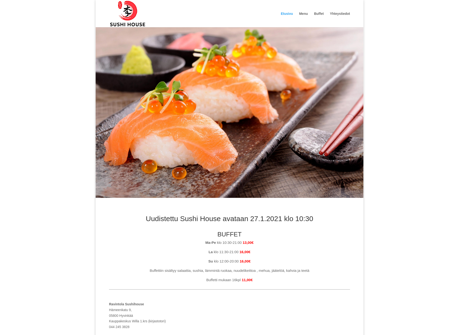 Skärmdump för sushihousehyvinkaa.fi
