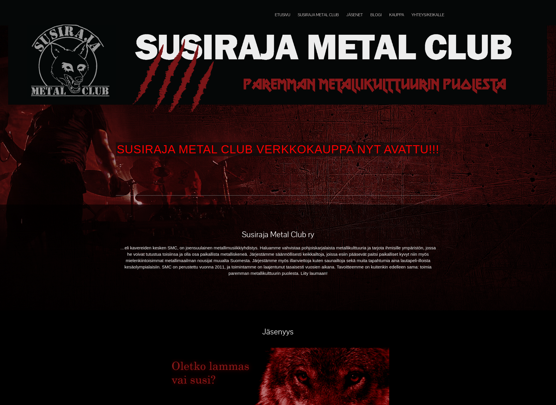 Skärmdump för susirajametalclub.fi