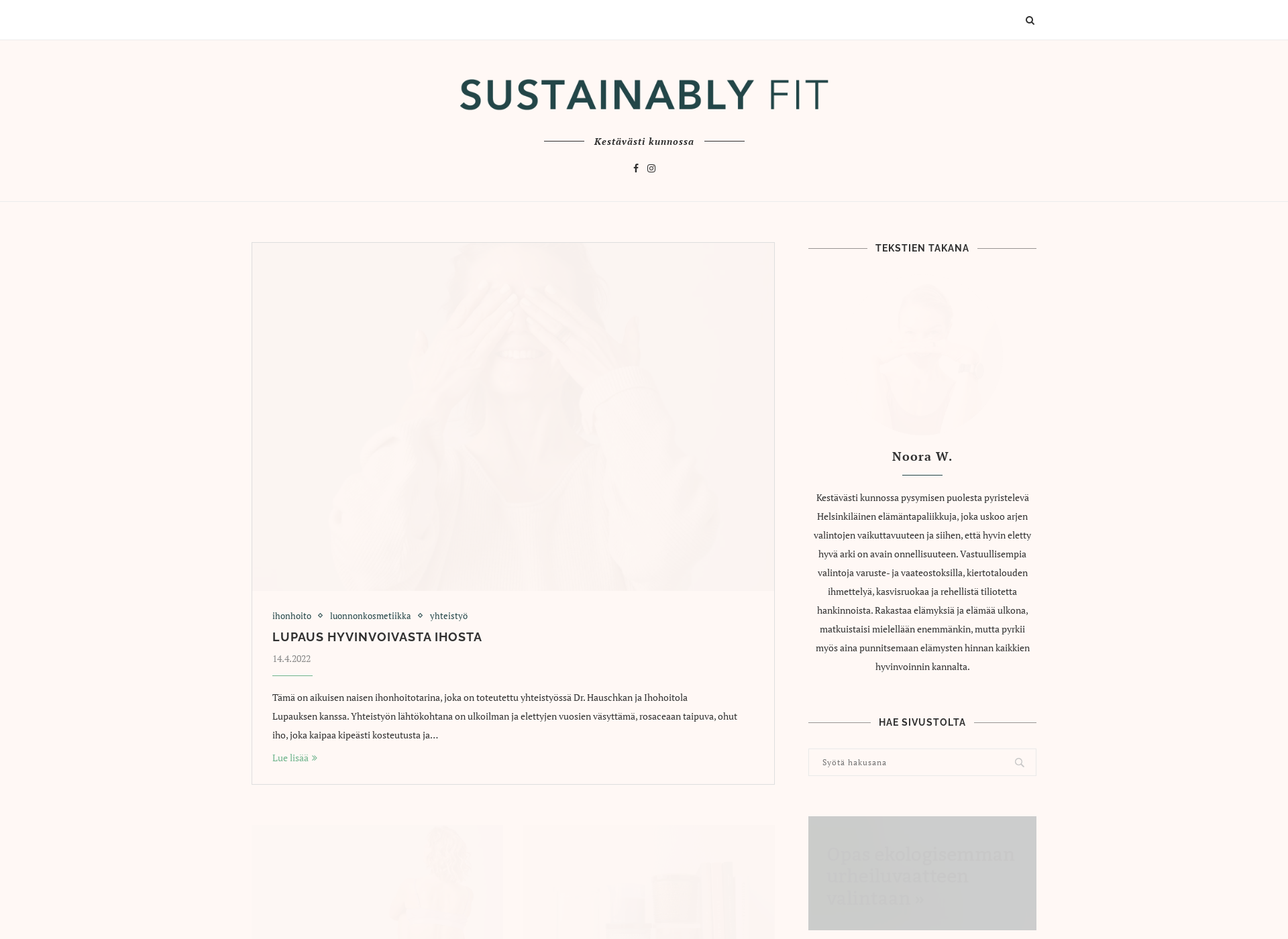 Screenshot for sustainablyfit.fi