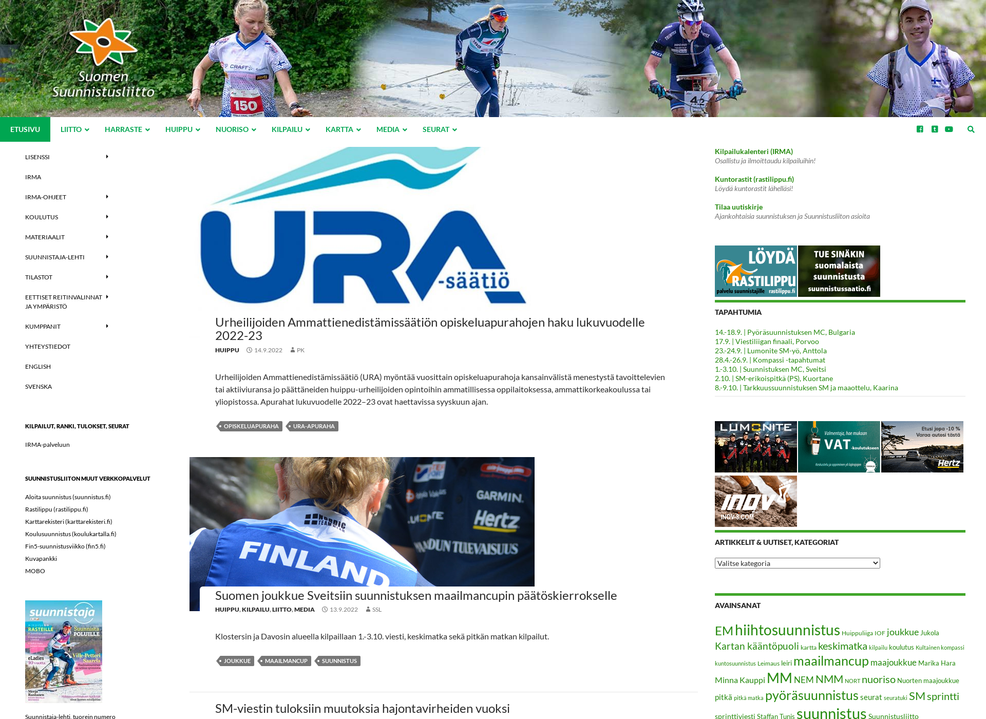 Skärmdump för suunnistusliitto.fi