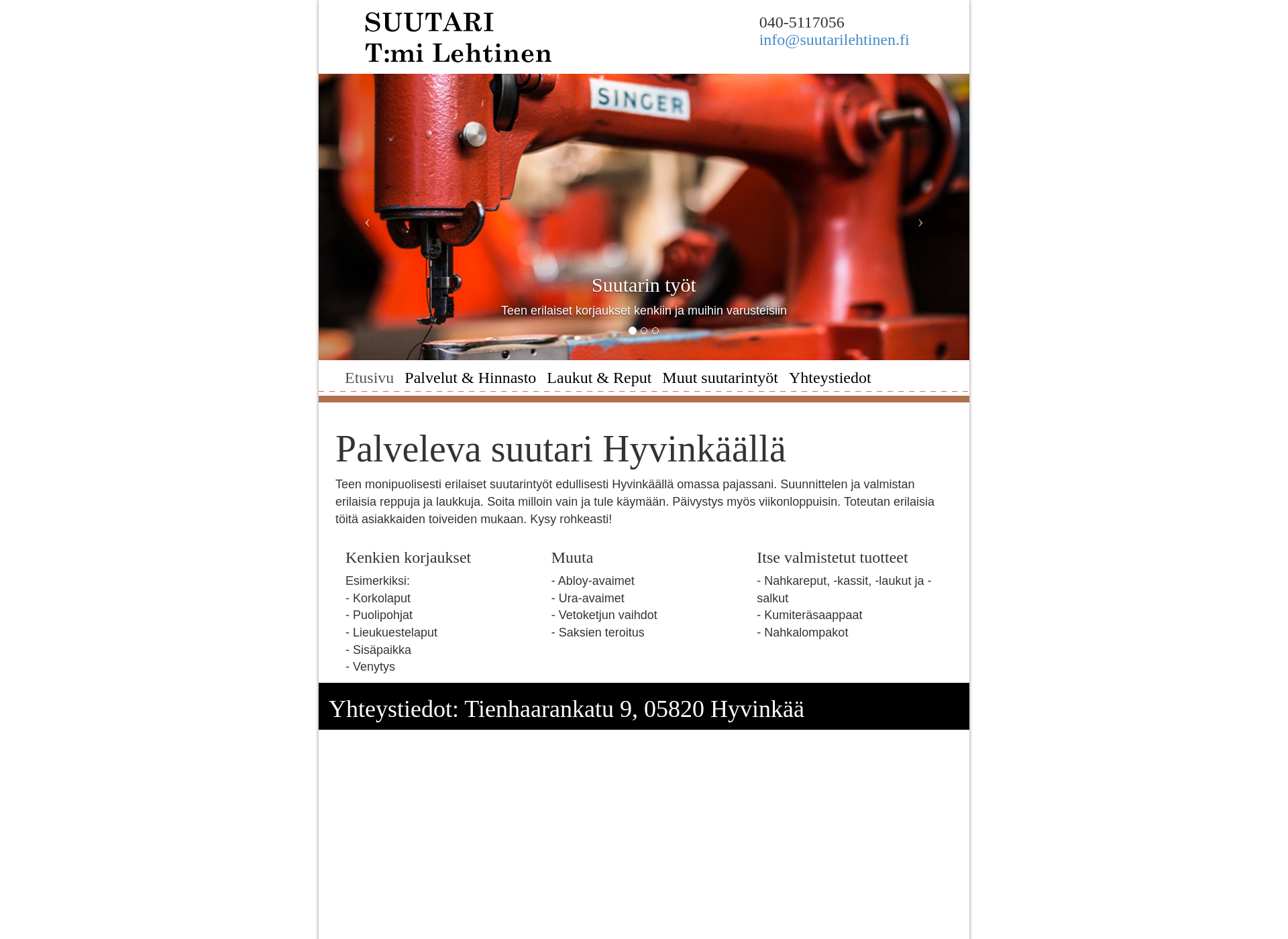 Screenshot for suutarilehtinen.fi