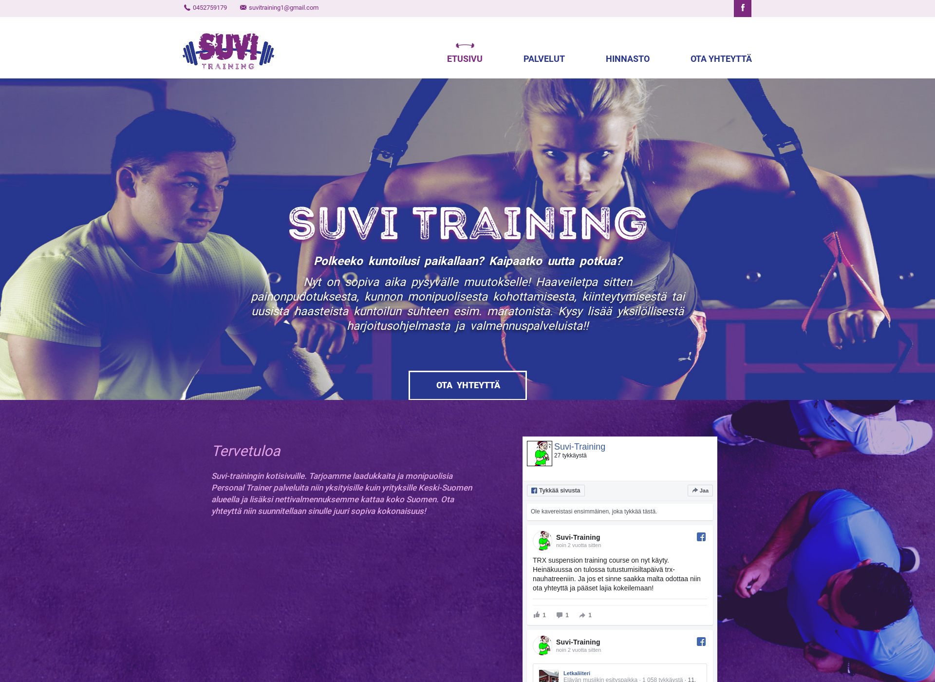 Skärmdump för suvi-training.fi
