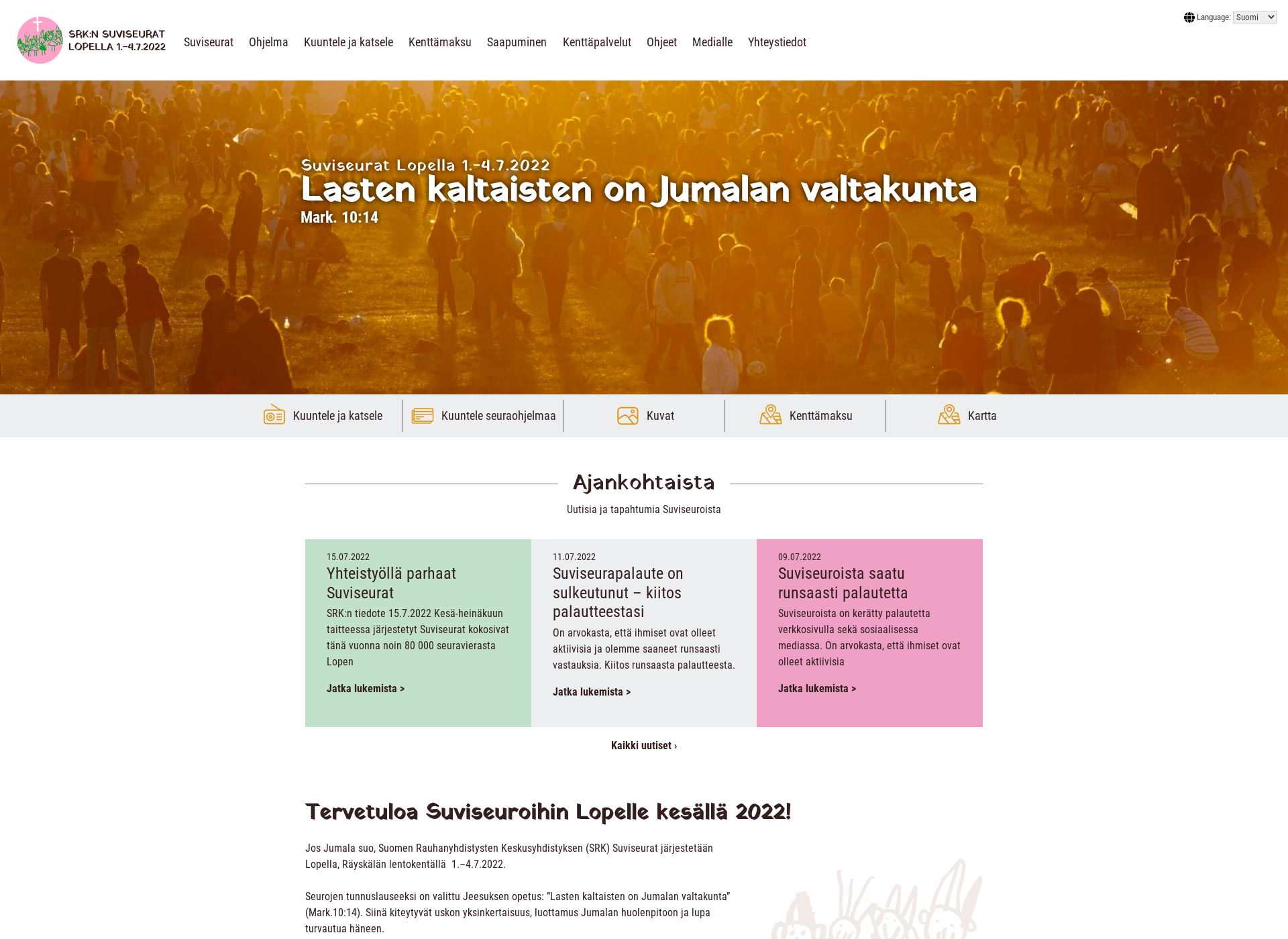 Skärmdump för suviseurat.fi