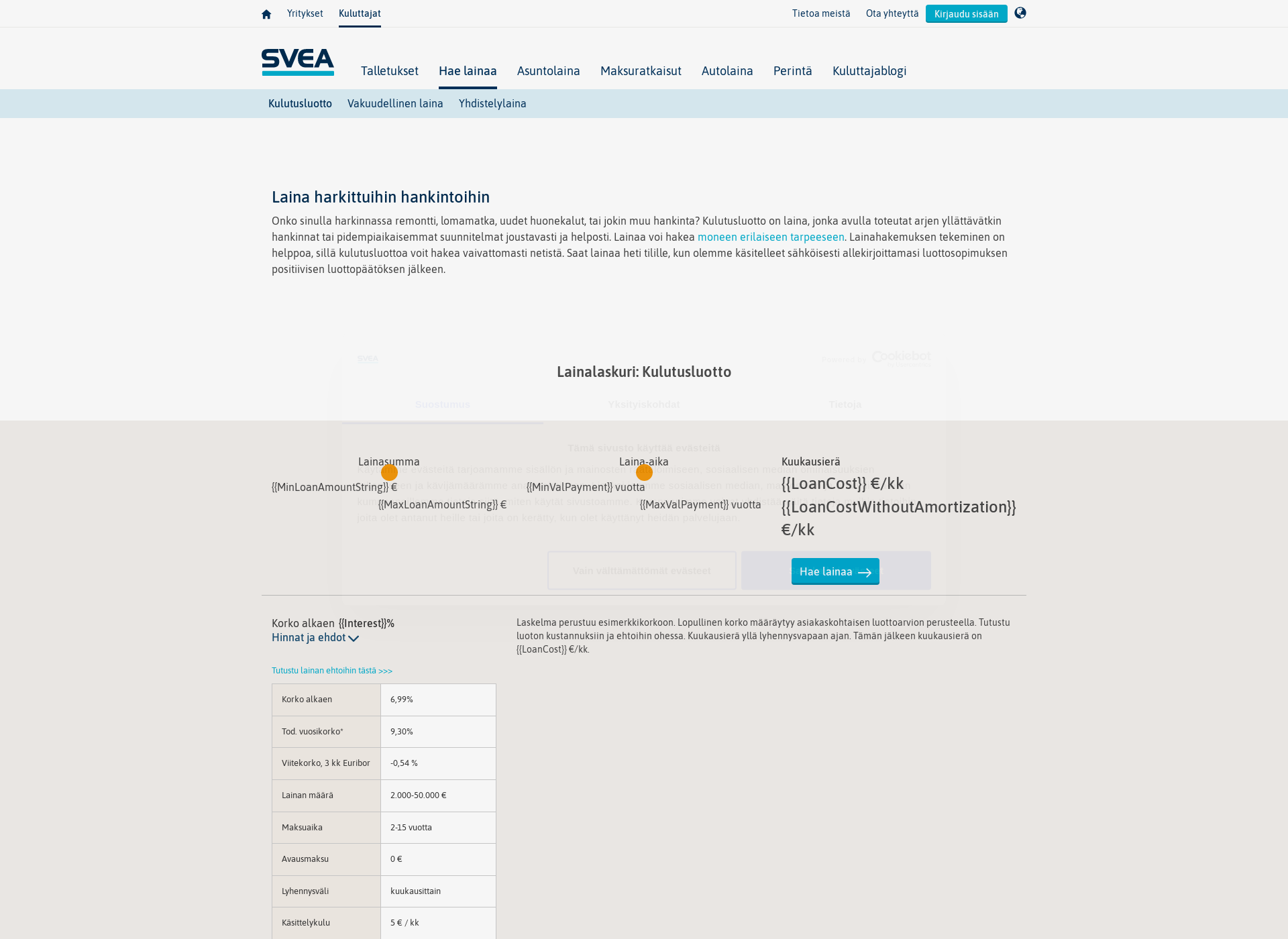 Screenshot for svea-laina.fi