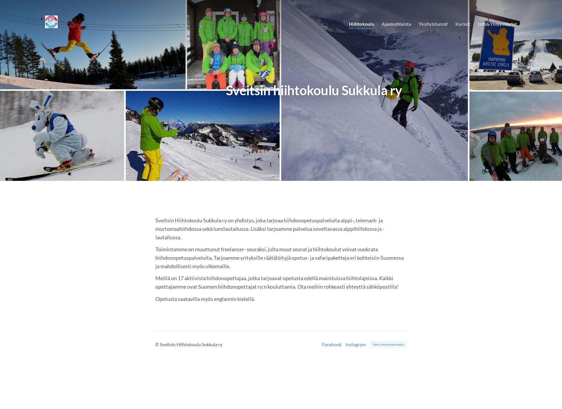 Screenshot for sveitsinhiihtokoulu.fi