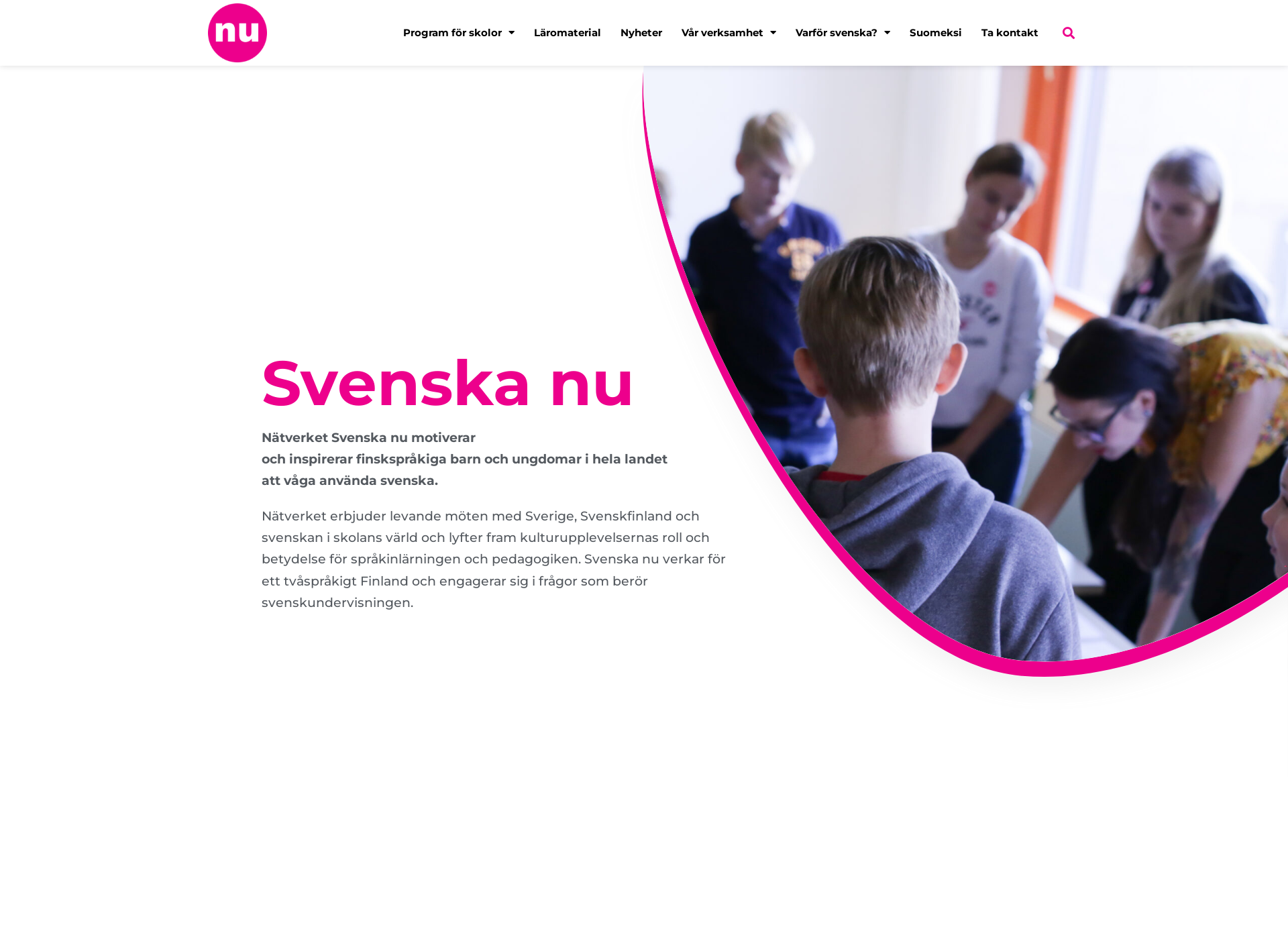 Skärmdump för svenskanu.fi