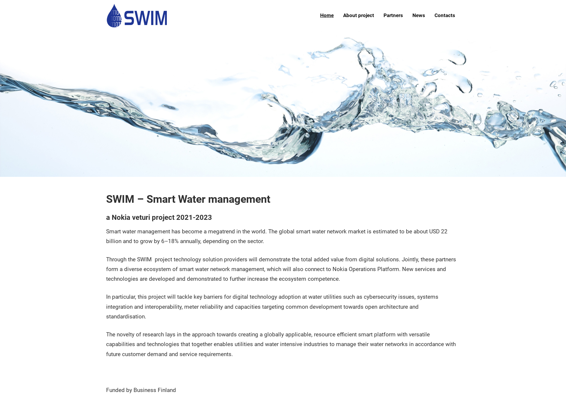 Skärmdump för swimproject.fi