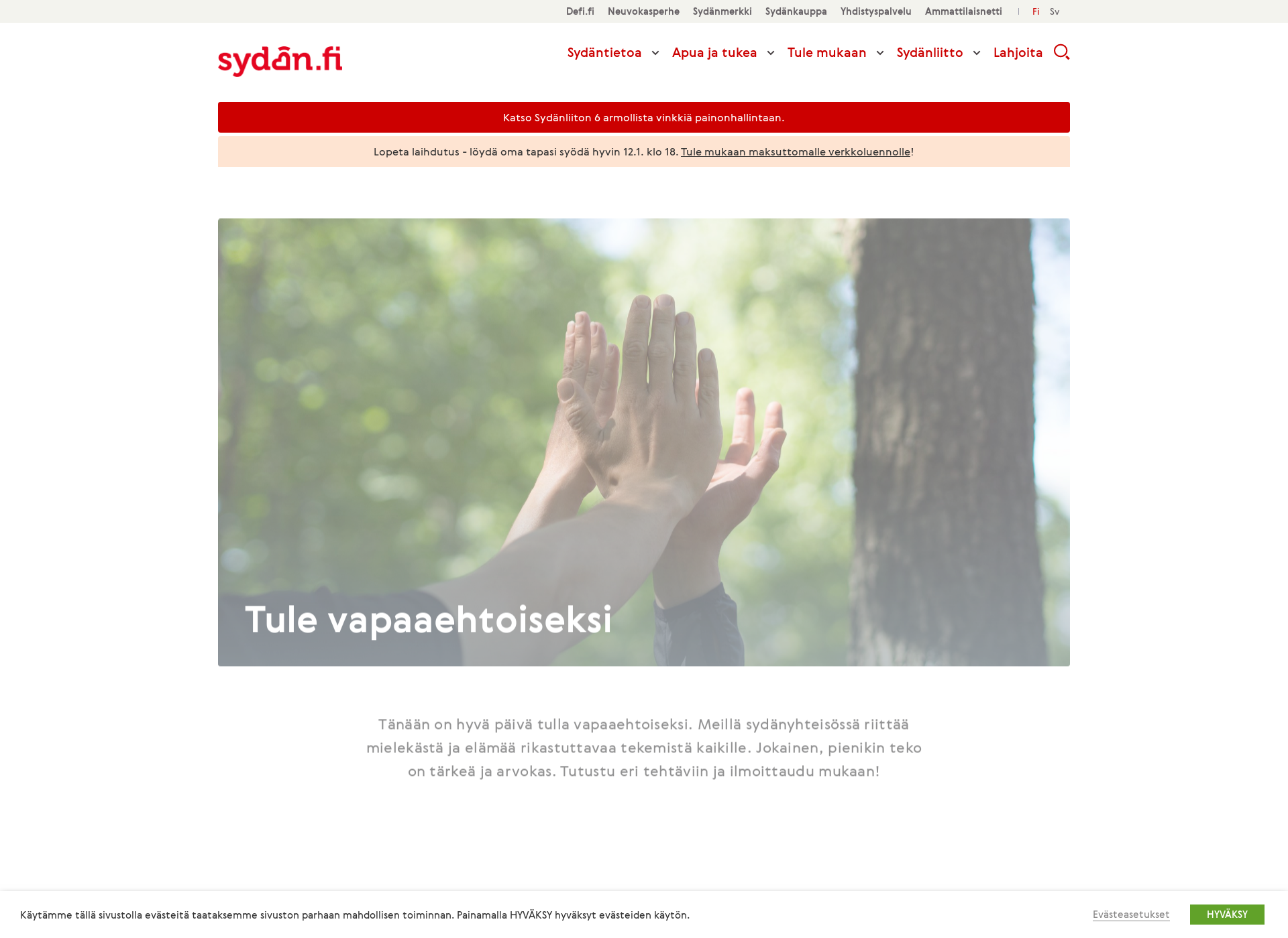 Screenshot for sydanystavaksi.fi