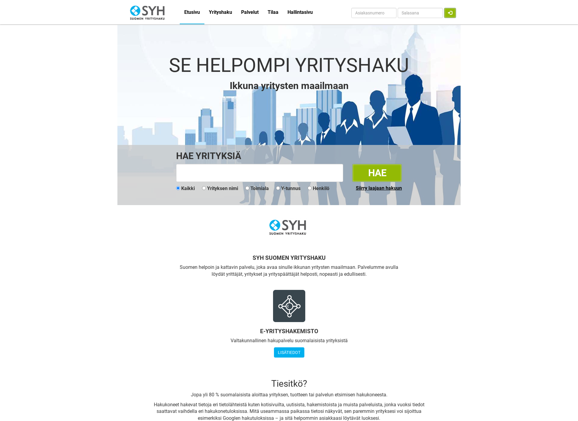 Skärmdump för syhi.fi