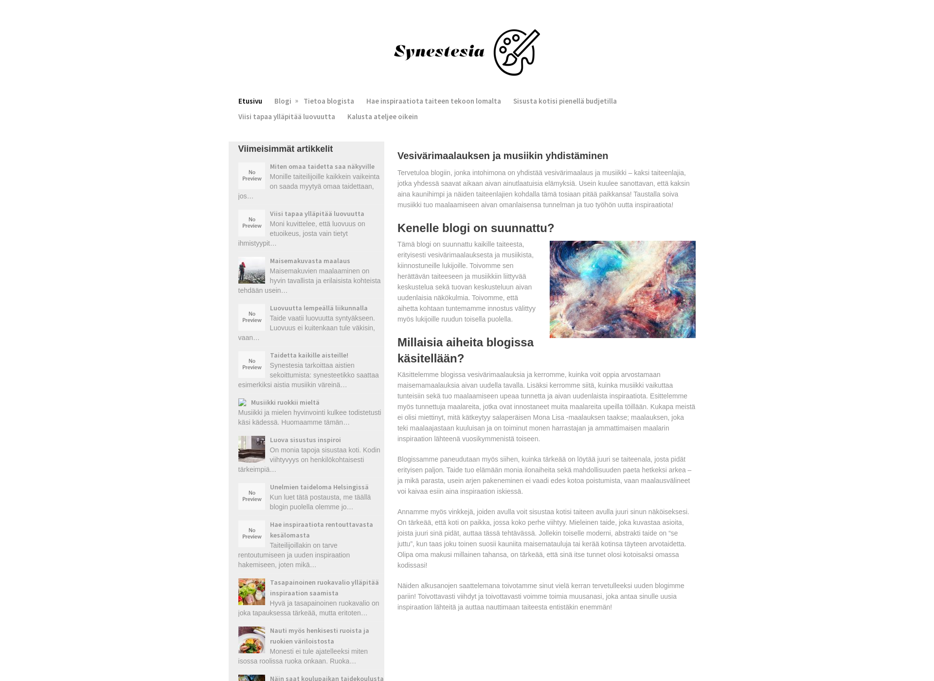 Skärmdump för synestesia.fi