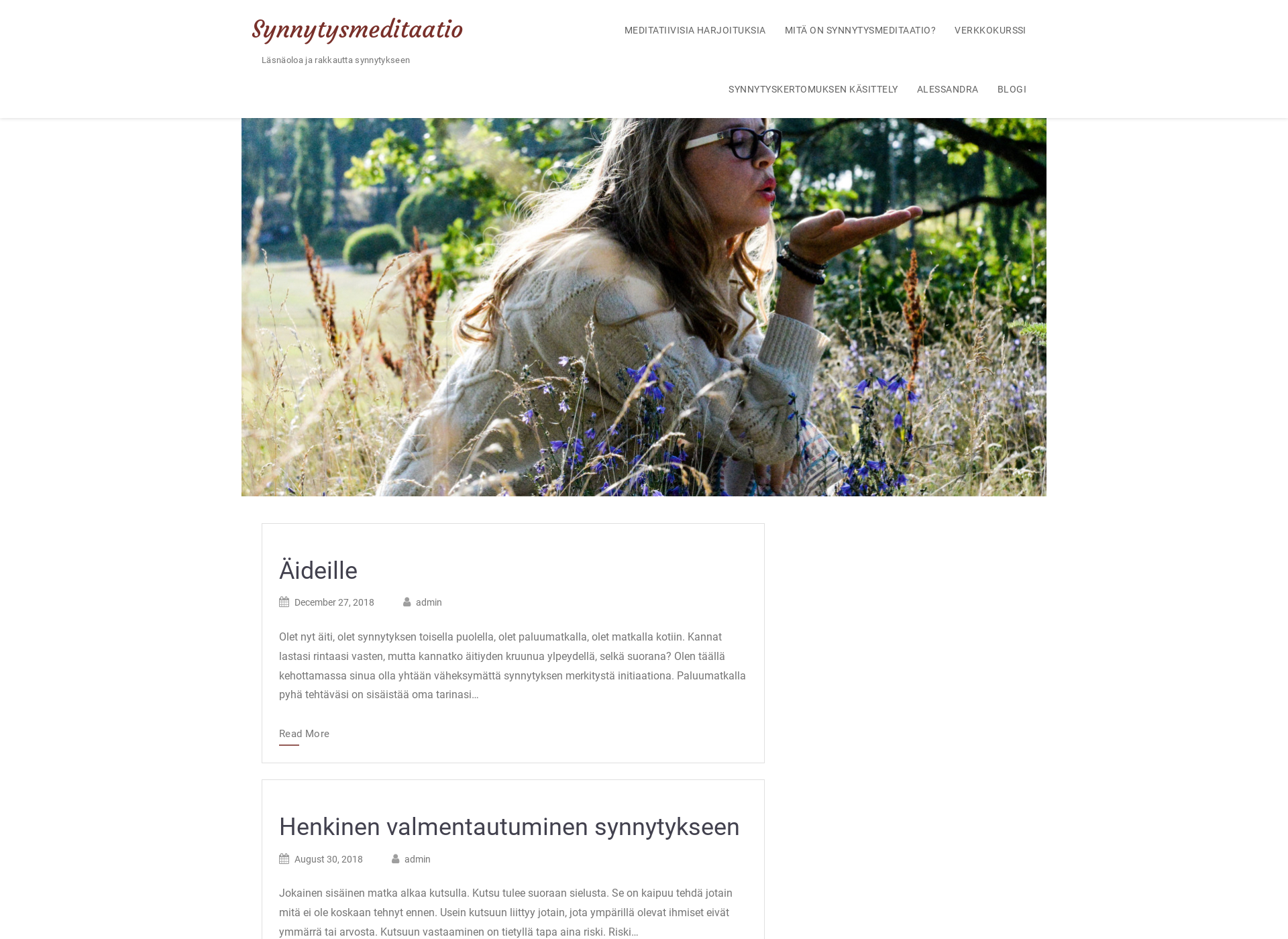 Skärmdump för synnytysmeditaatio.fi